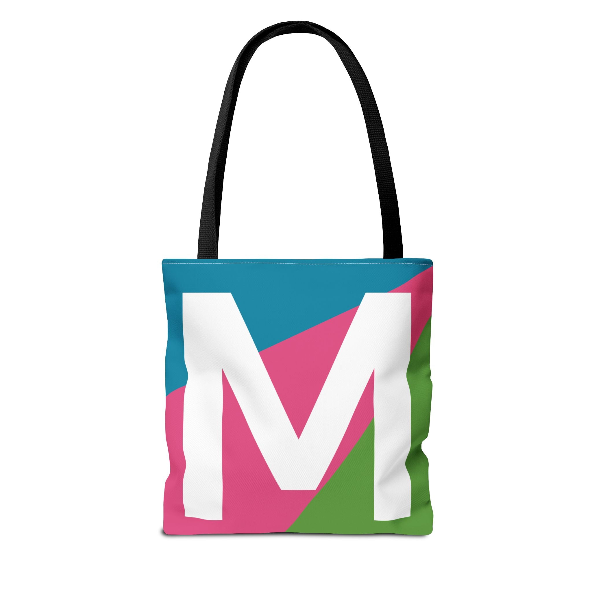 Monogram 'M' Colorblock Tote Bag — Personalized Initial M Shoulder Tote