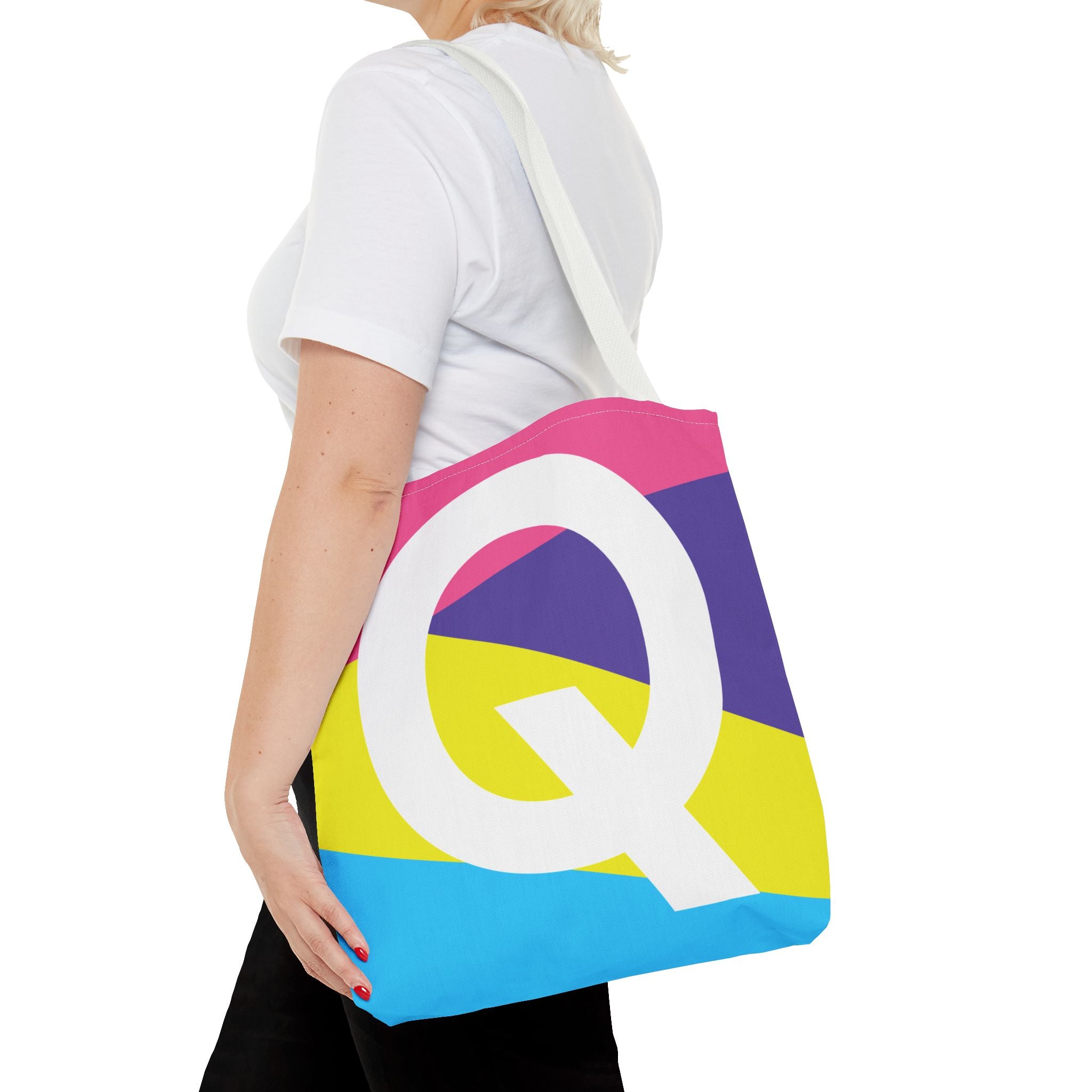 Monogram 'Q' Colorblock Tote Bag — Personalized Initial Q Shoulder Tote