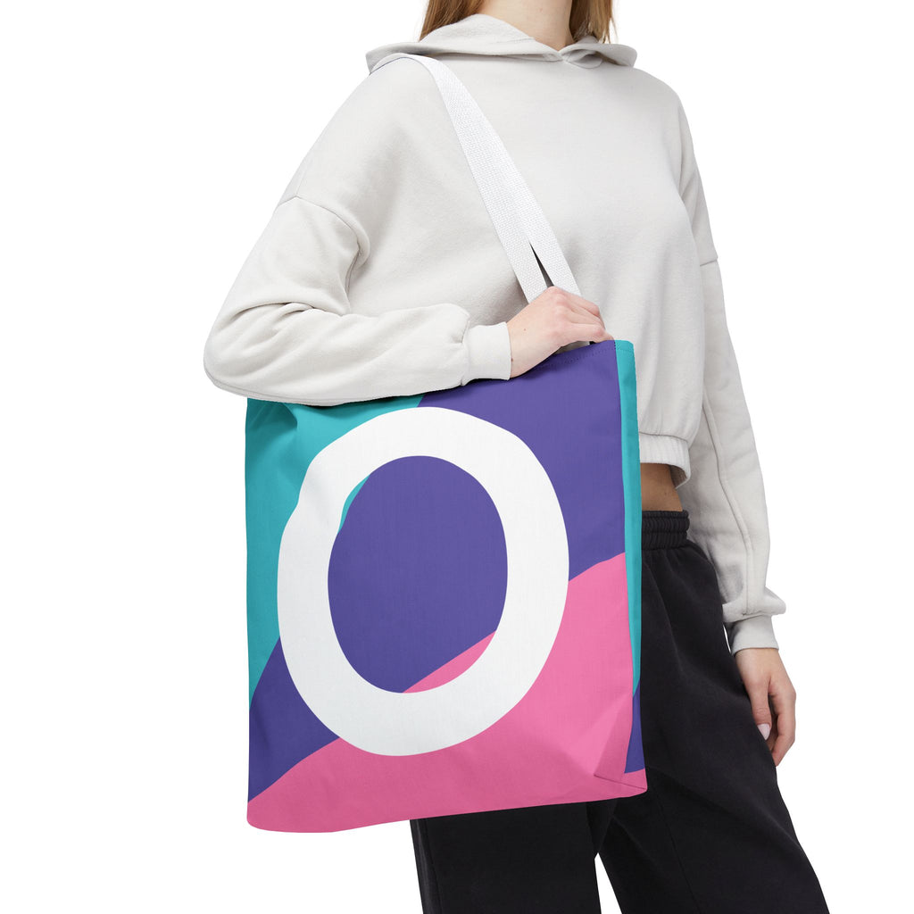 Monogram 'O' Colorblock Tote Bag — Personalized Initial O Shoulder Tote