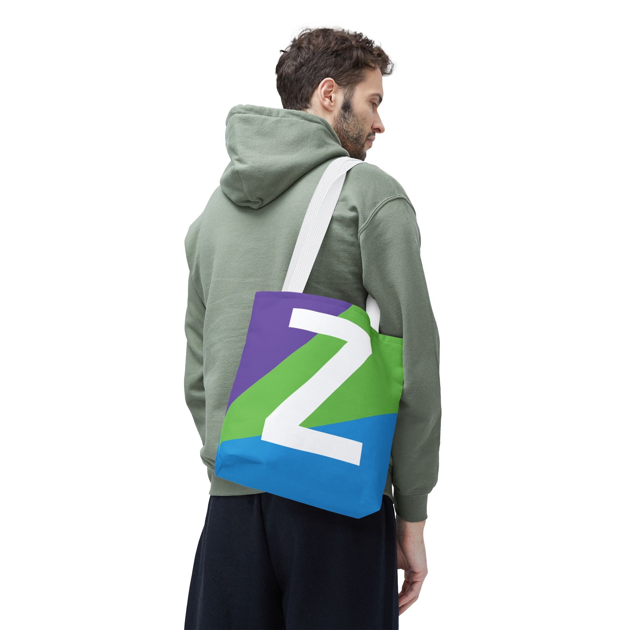 Monogram 'Z' Colorblock Tote Bag — Personalized Initial Z Shoulder Tote