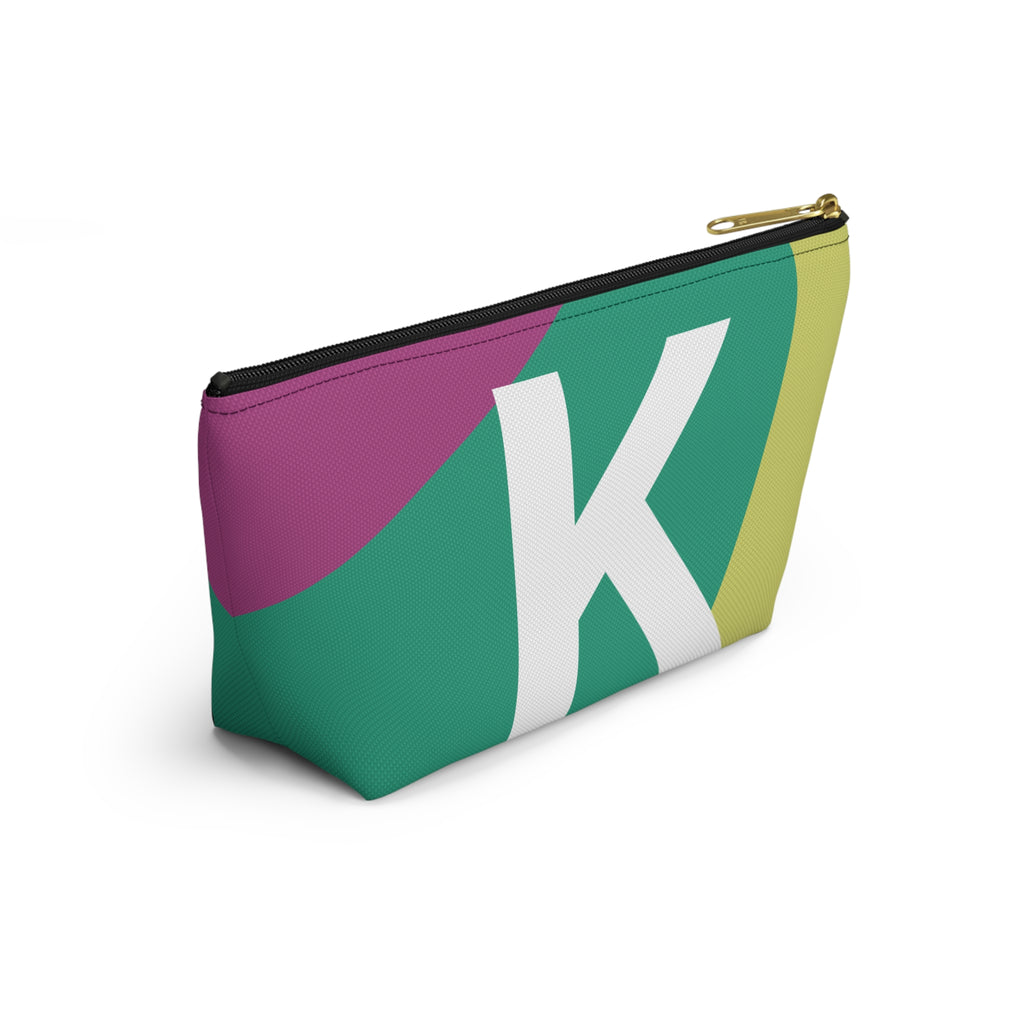 Initials Colorblock Accessory Pouch — Monogram K T-Bottom Cosmetic Bag