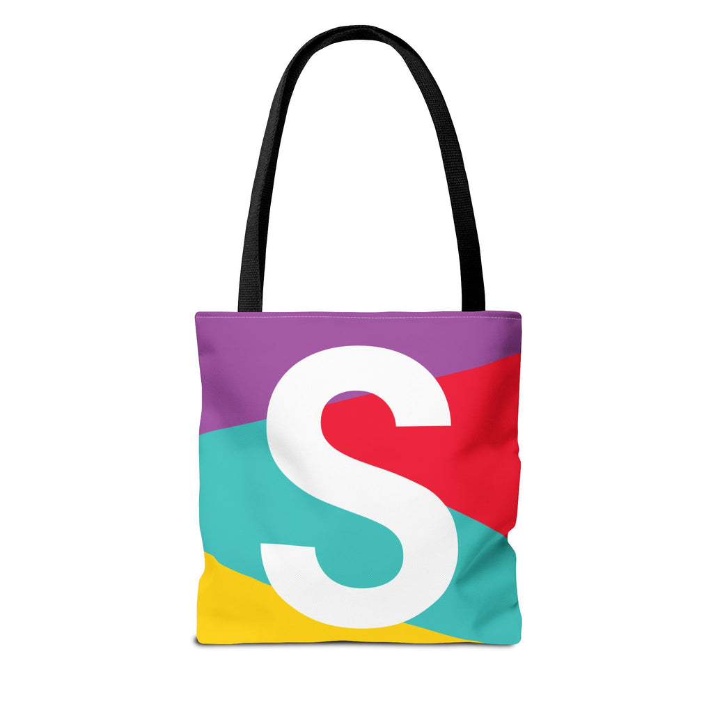 Monogram 'S' Colorblock Tote Bag — Personalized Initial S Shoulder Tote