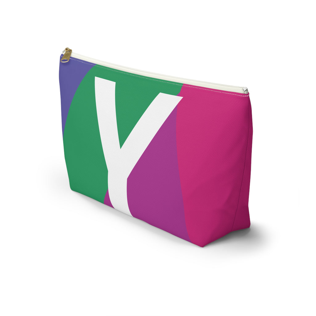 Initials Colorblock Accessory Pouch — Monogram Y T-Bottom Cosmetic Bag