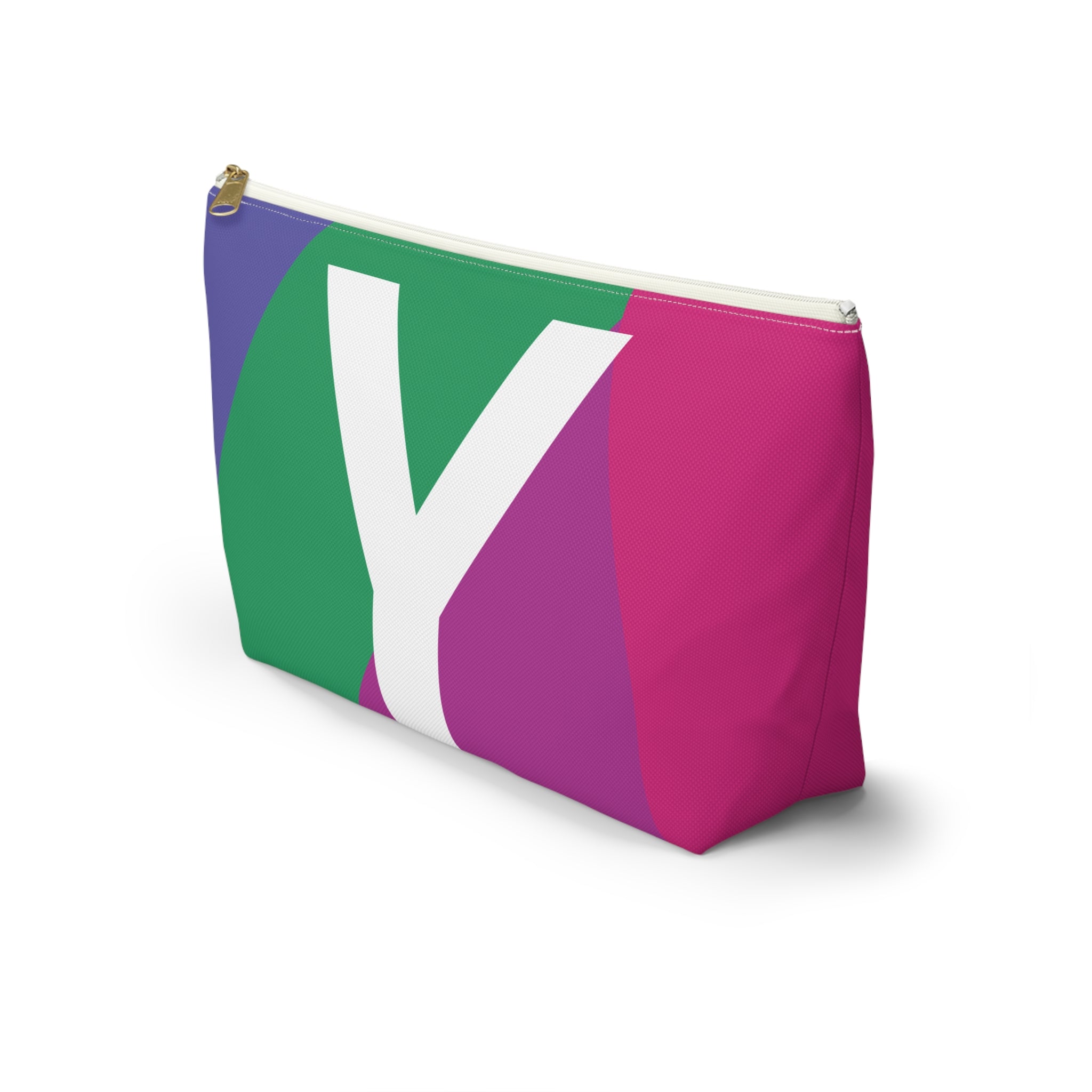 Initials Colorblock Accessory Pouch — Monogram Y T-Bottom Cosmetic Bag