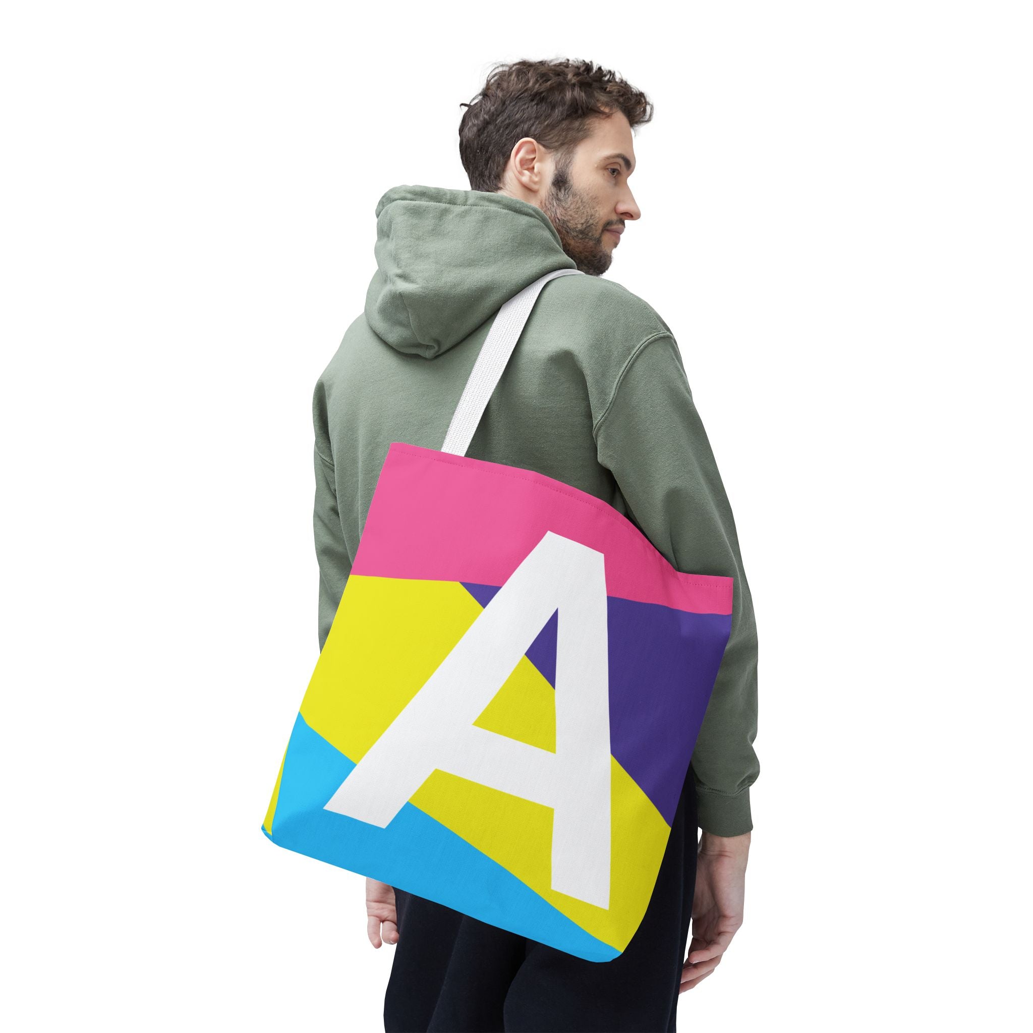 Monogram 'A' Colorblock Tote Bag — Personalized Initial A Shoulder Tote