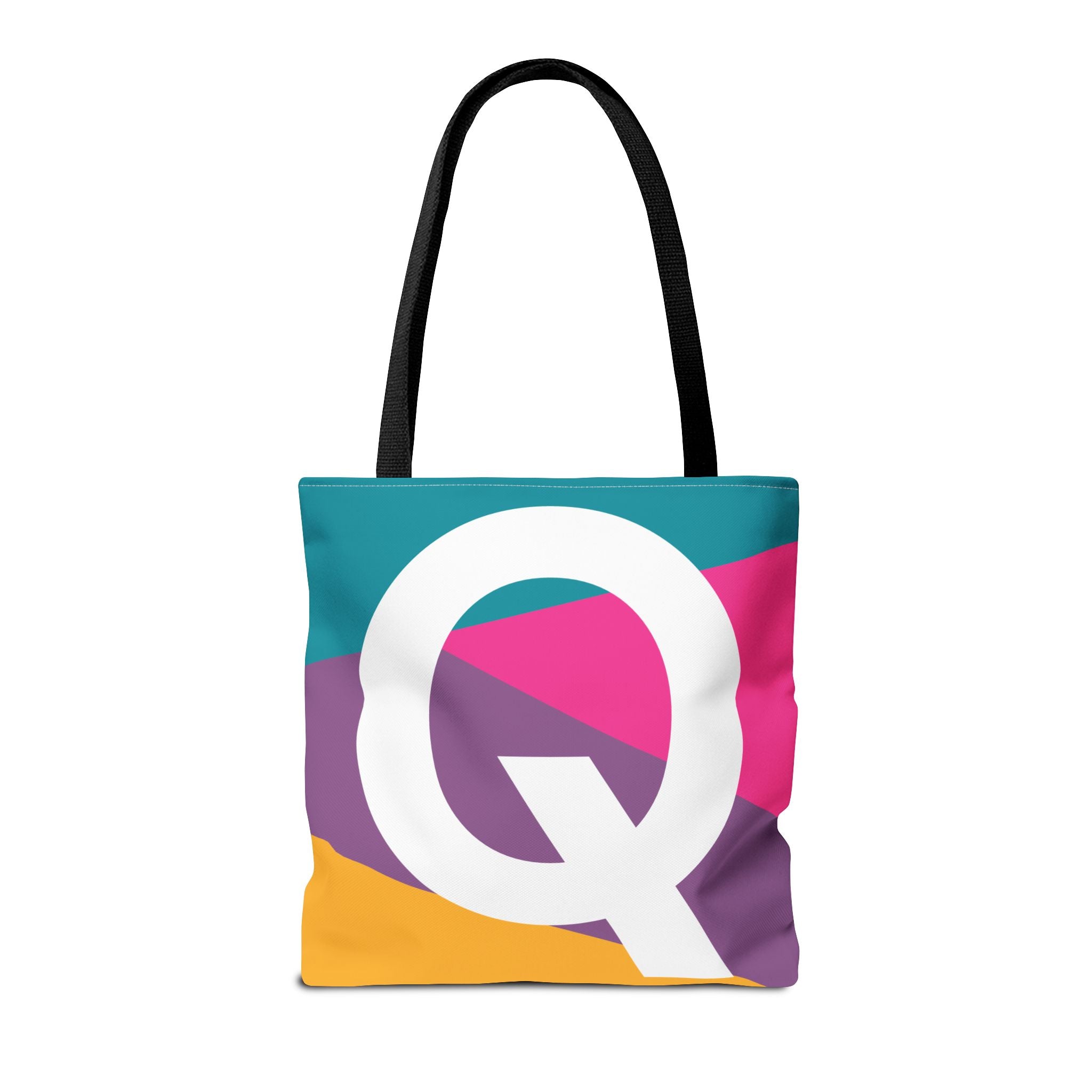 Monogram 'Q' Colorblock Tote Bag — Personalized Initial Q Shoulder Tote