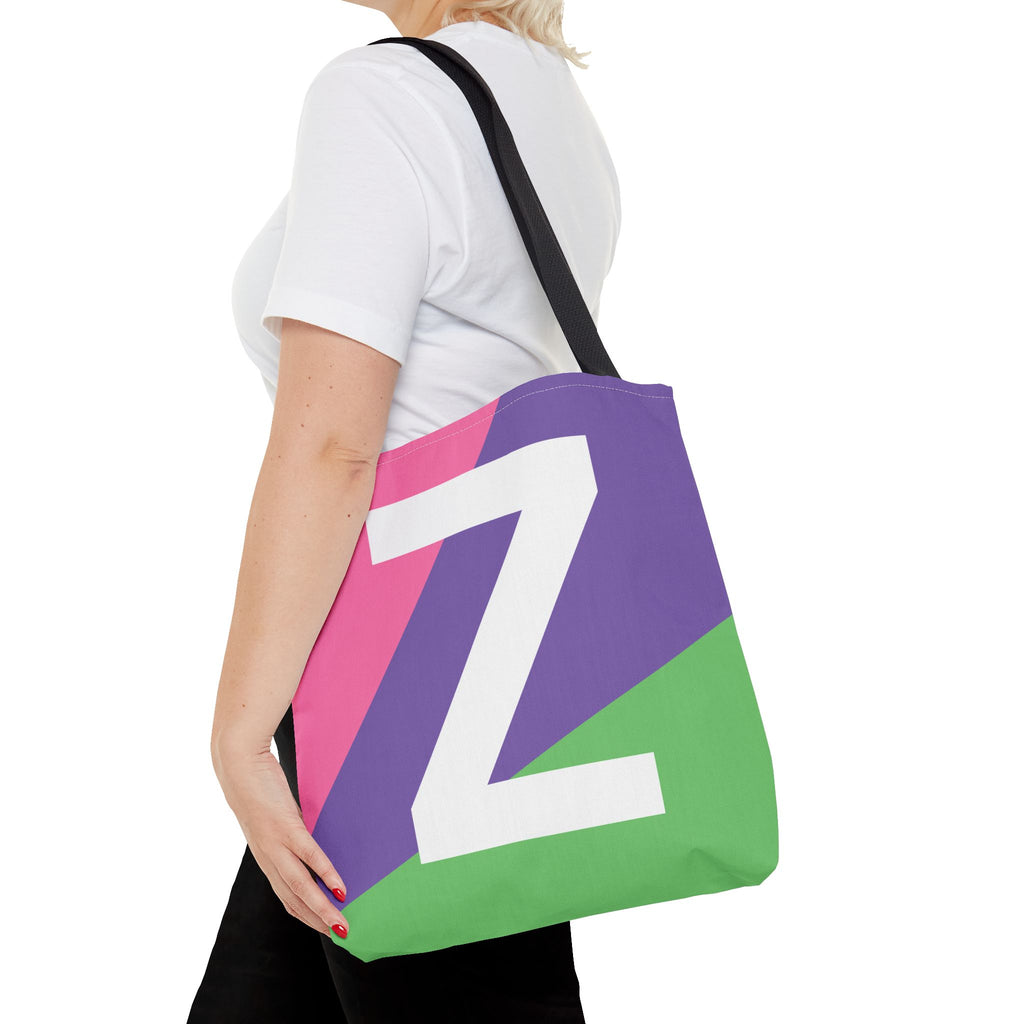 Monogram 'Z' Colorblock Tote Bag — Personalized Initial Z Shoulder Tote