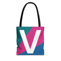 Monogram 'V' Colorblock Tote Bag — Personalized Initial V Shoulder Tote