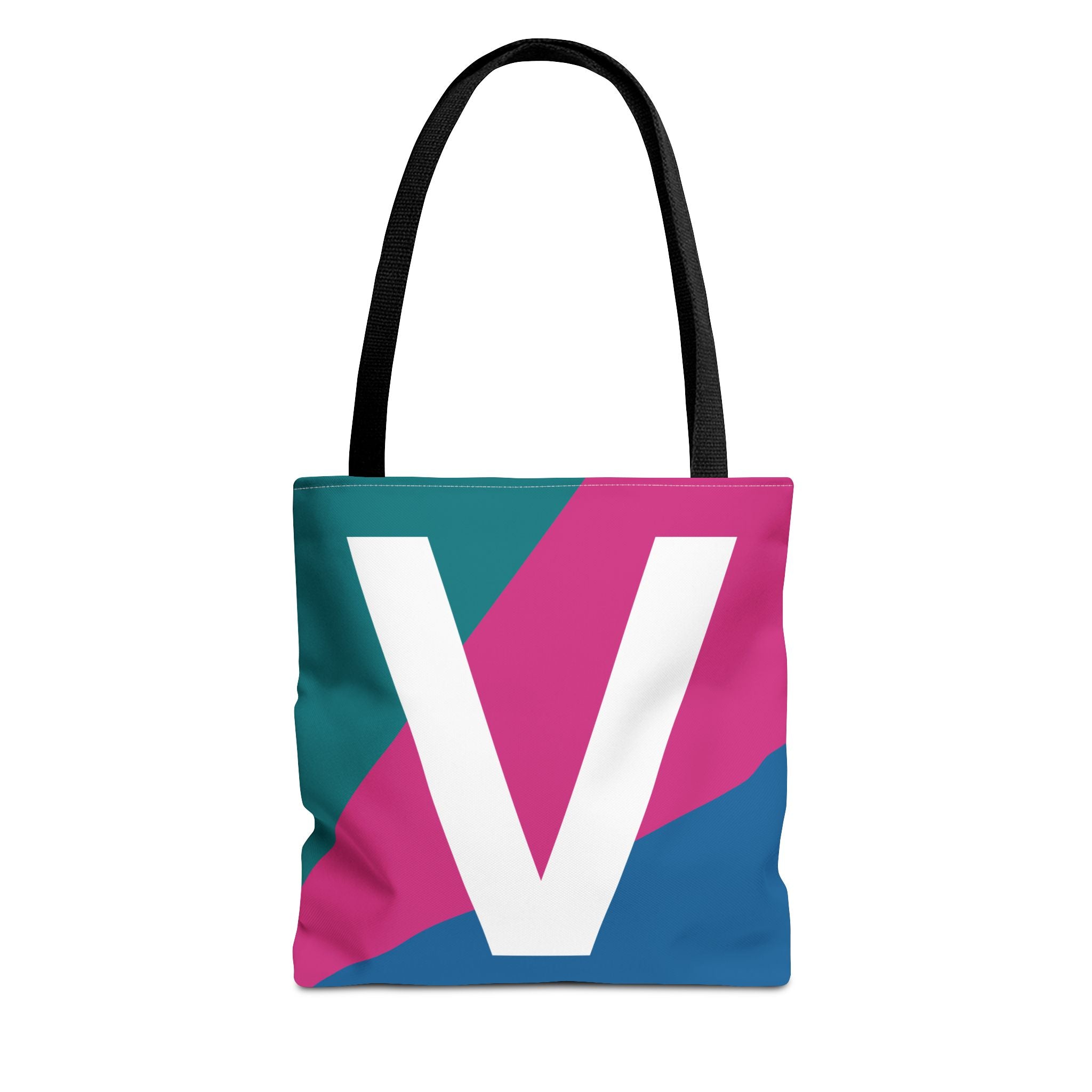 Monogram 'V' Colorblock Tote Bag — Personalized Initial V Shoulder Tote