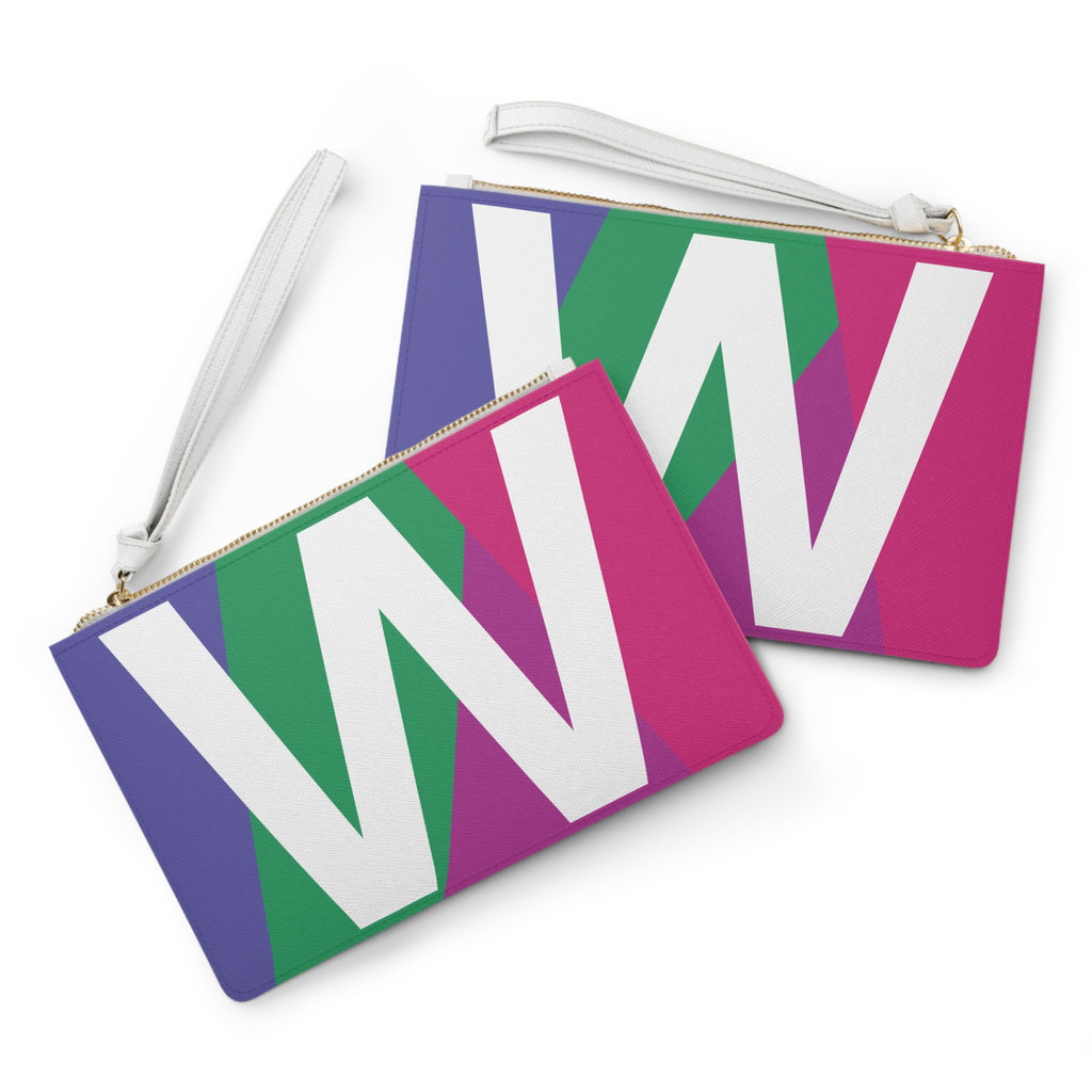 Monogram 'W' Colorblock Clutch Bag — Bold Geometric Wristlet for Everyday & Gifts