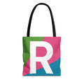 Monogram 'R' Colorblock Tote Bag — Personalized Initial R Shoulder Tote