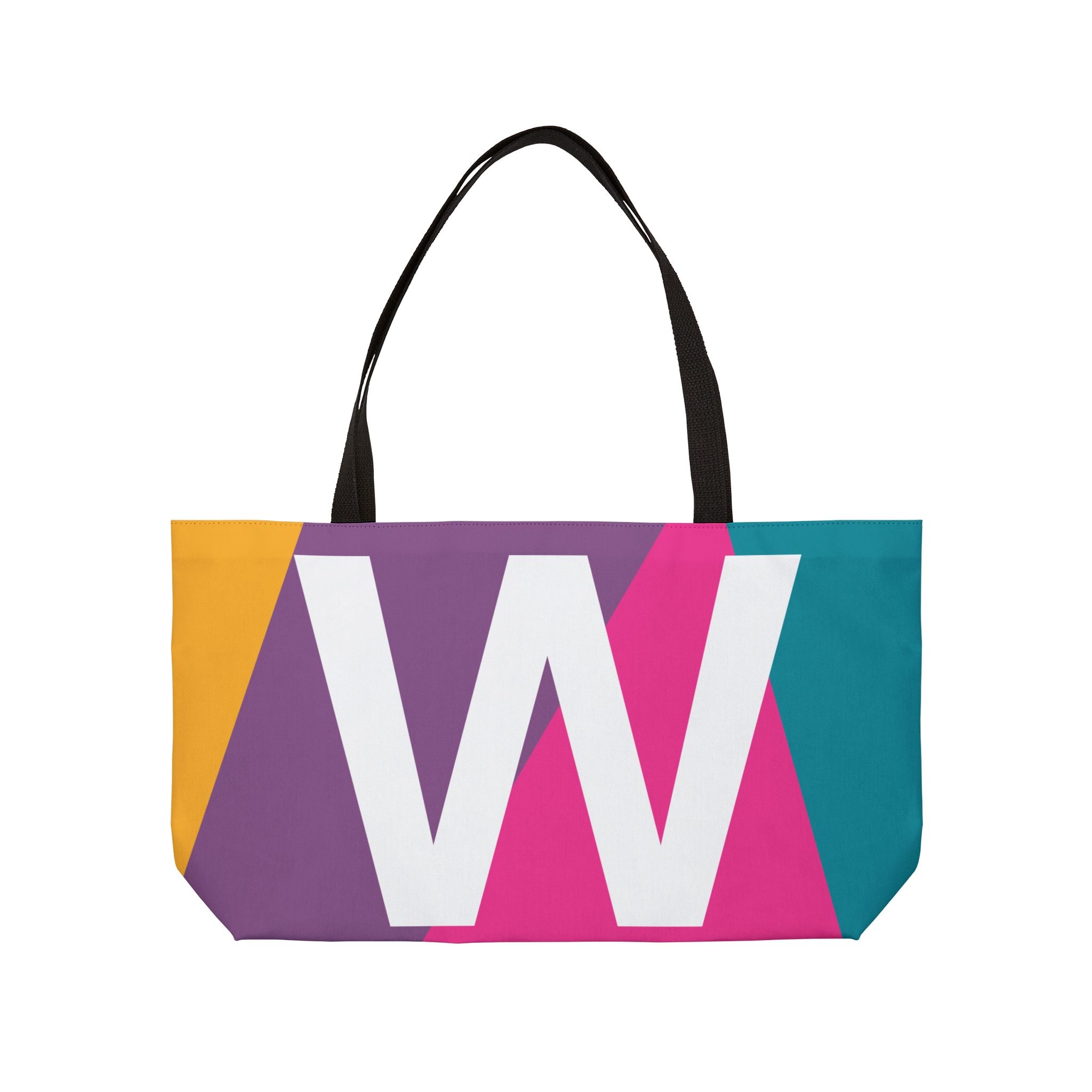 Personalized 'W' Colorblock Tote Bag — Monogram Weekender Tote