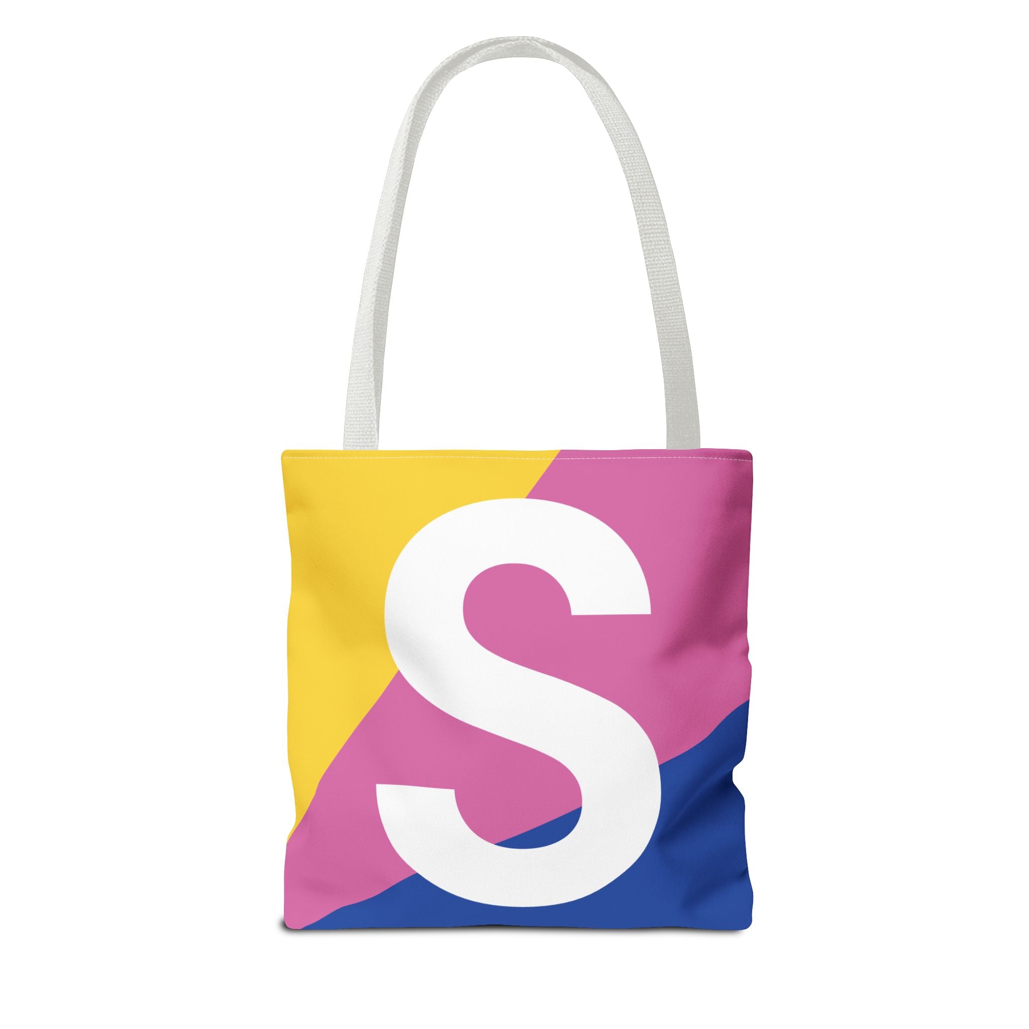 Monogram 'S' Colorblock Tote Bag — Personalized Initial S Shoulder Tote