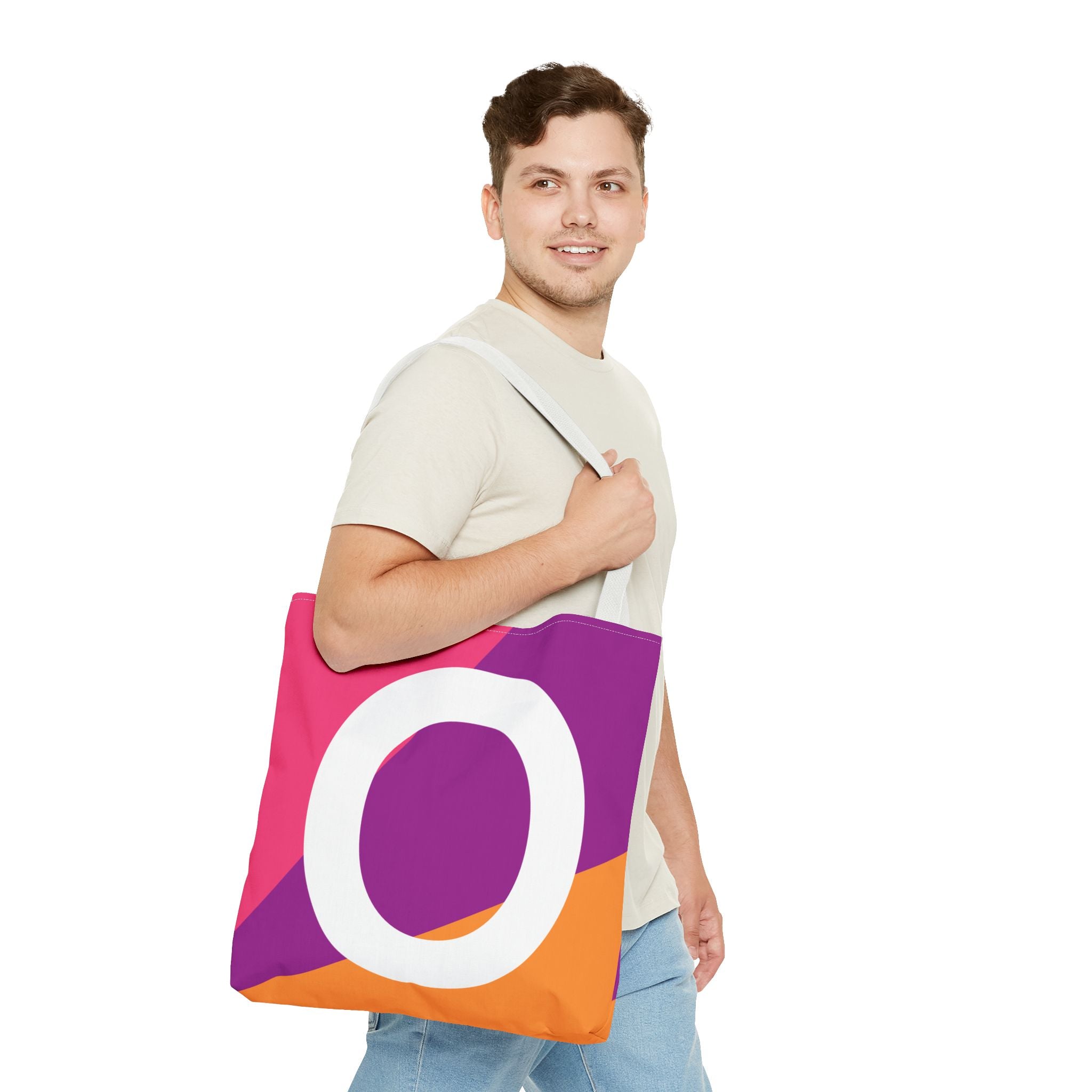 Monogram 'O' Colorblock Tote Bag — Personalized Initial O Shoulder Tote