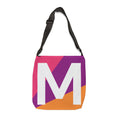 Initial Letter 'M' Colorblock Adjustable Tote Bag — Monogram Alphabet Shoulder Bag