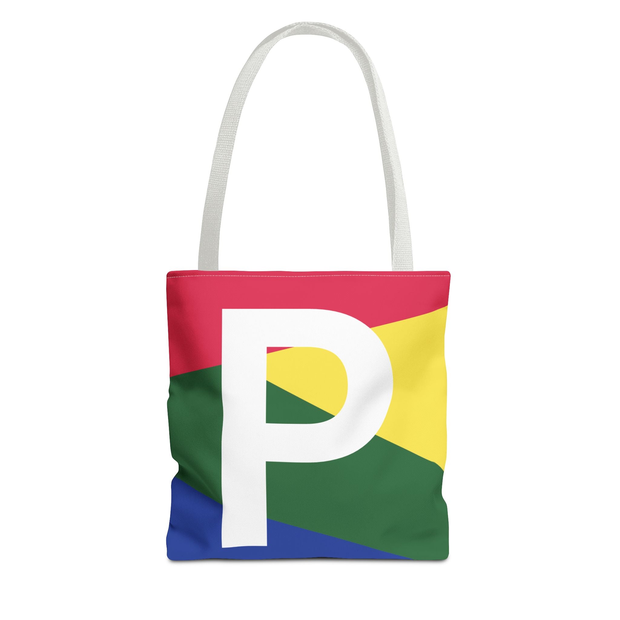 Monogram 'P' Colorblock Tote Bag — Personalized Initial P Shoulder Tote