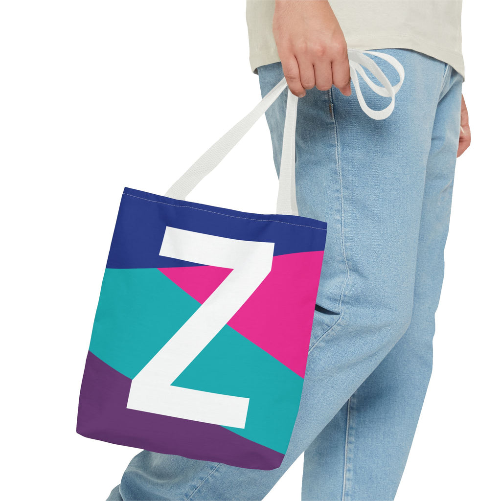 Monogram 'Z' Colorblock Tote Bag — Personalized Initial Z Shoulder Tote