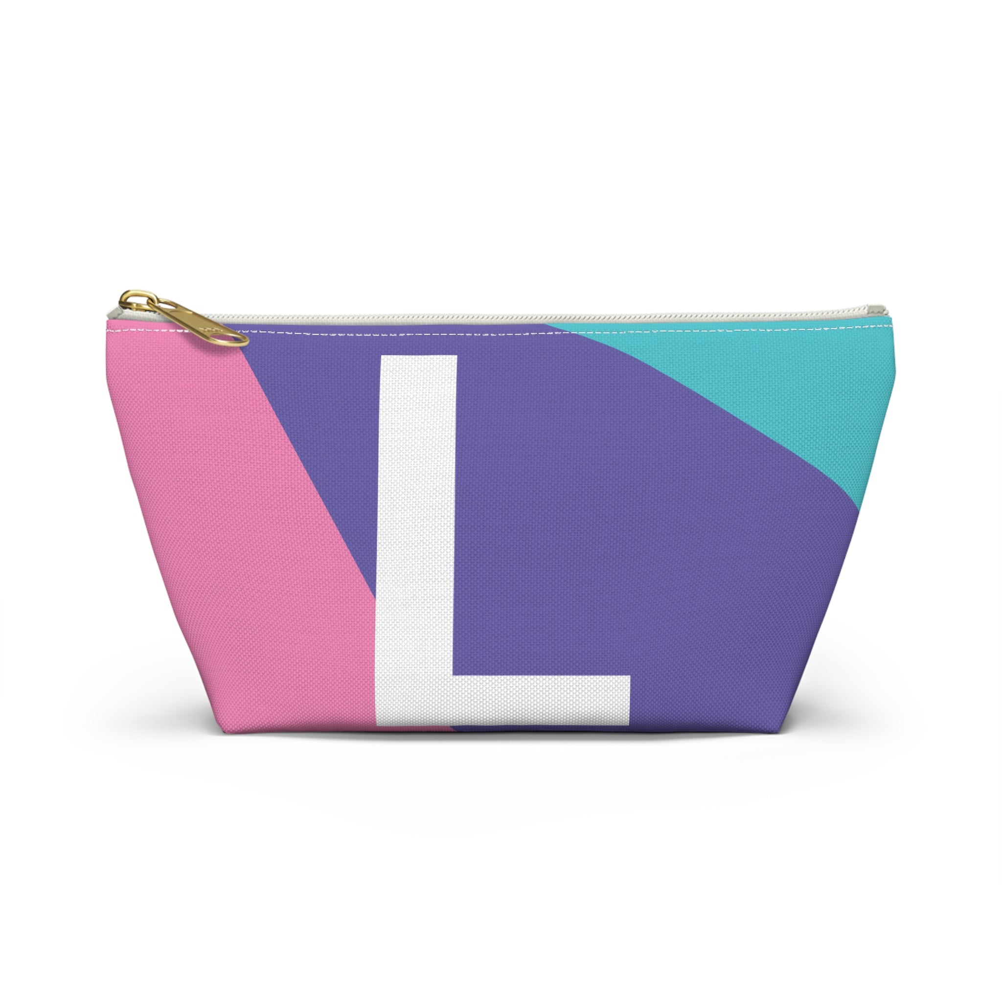 Initials Colorblock Accessory Pouch — Monogram L T-Bottom Cosmetic Bag