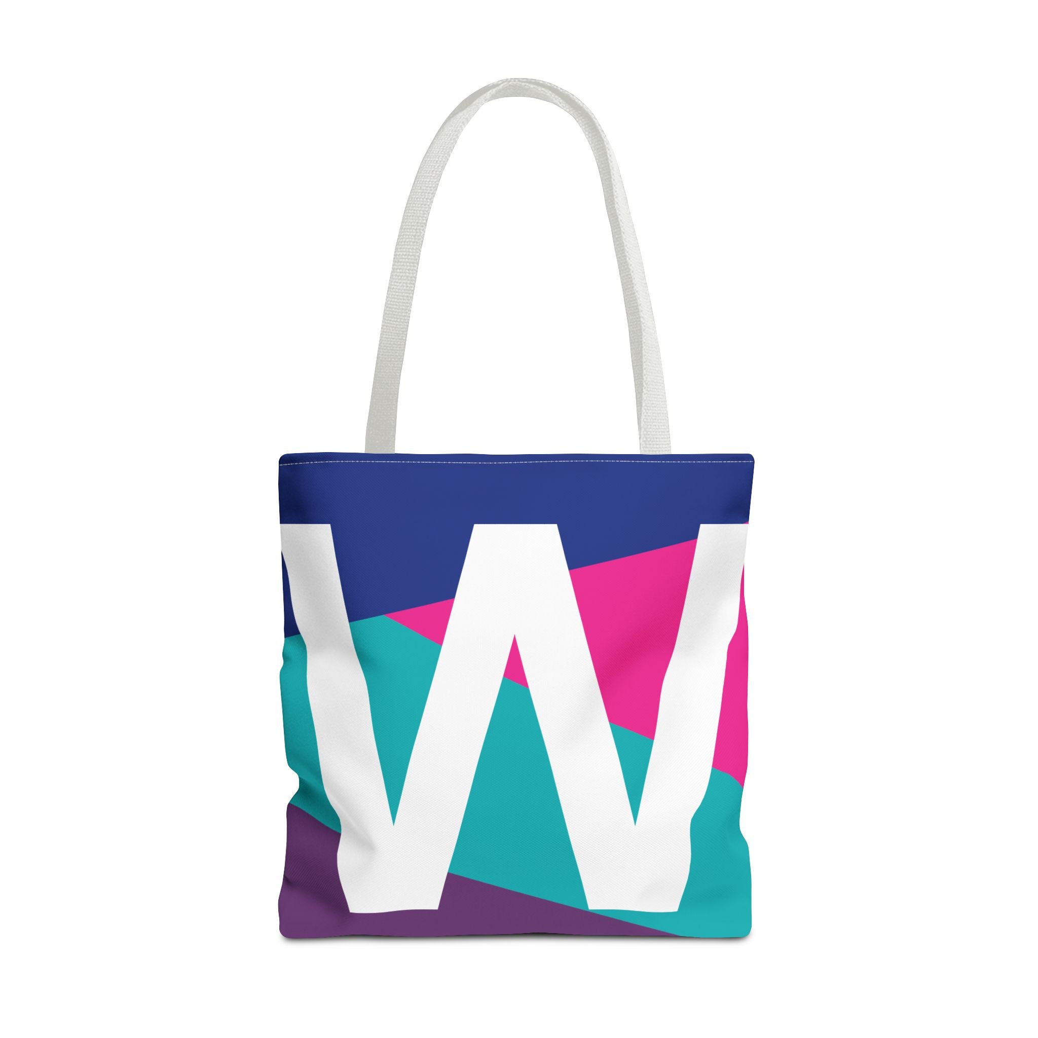 Monogram 'W' Colorblock Tote Bag — Personalized Initial W Shoulder Tote
