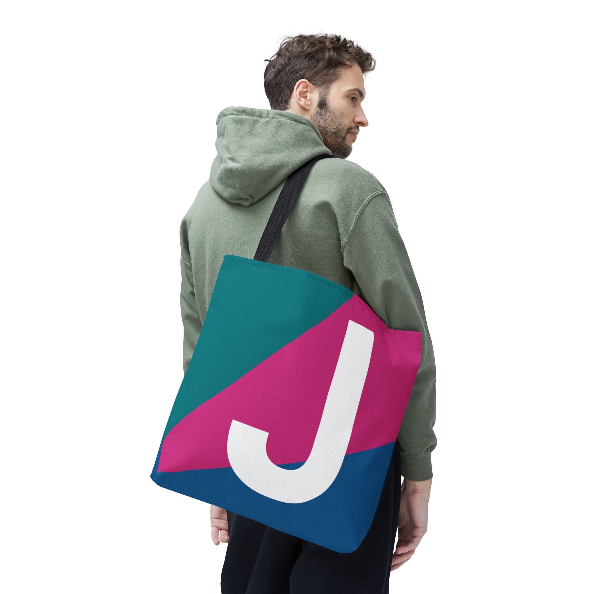 Monogram 'J' Colorblock Tote Bag — Personalized Initial J Shoulder Tote