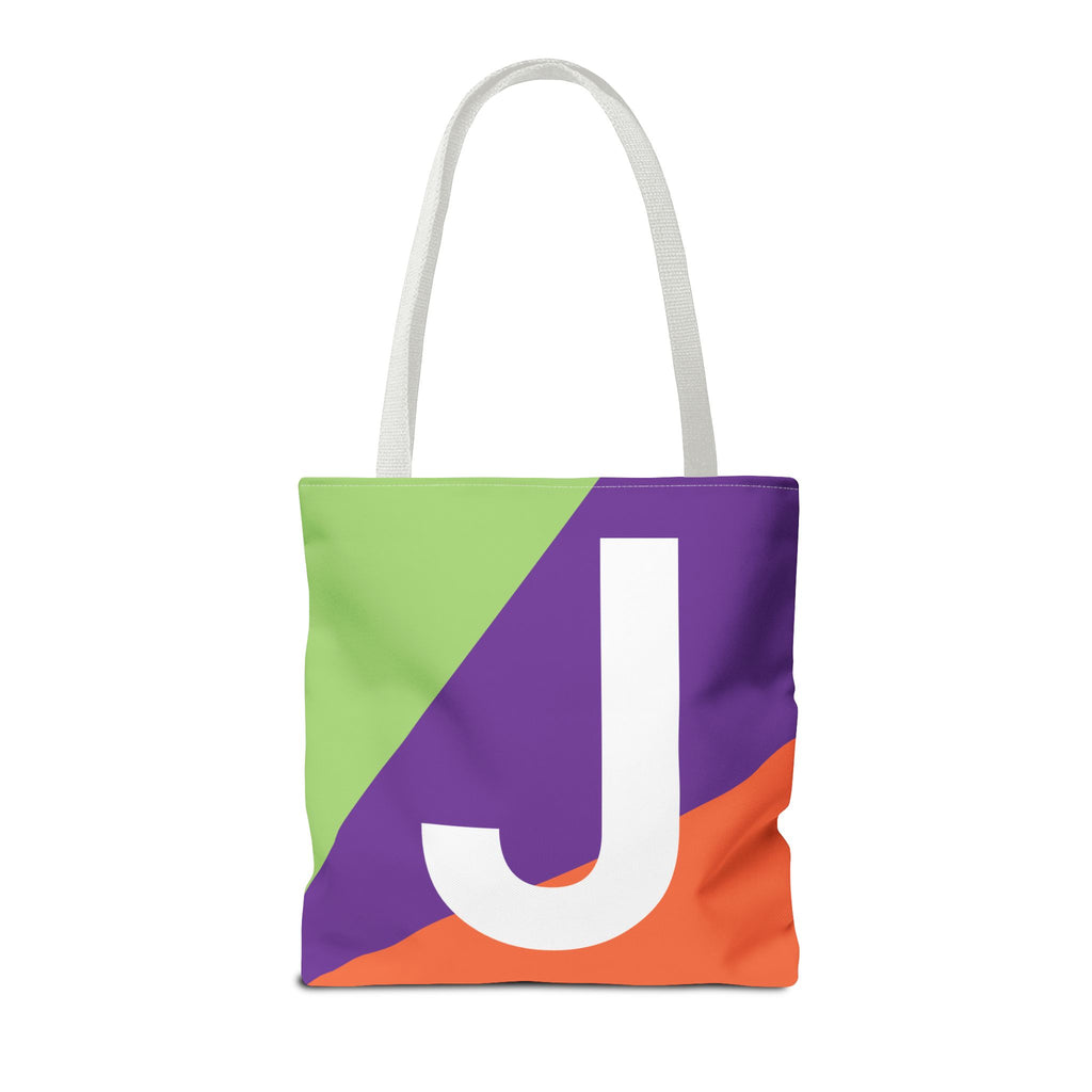 Monogram 'J' Colorblock Tote Bag — Personalized Initial J Shoulder Tote