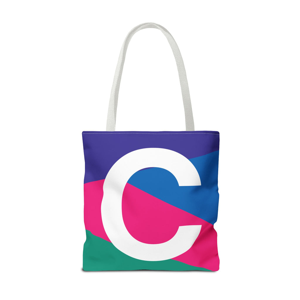 Monogram 'C' Colorblock Tote Bag — Personalized Initial C Shoulder Tote