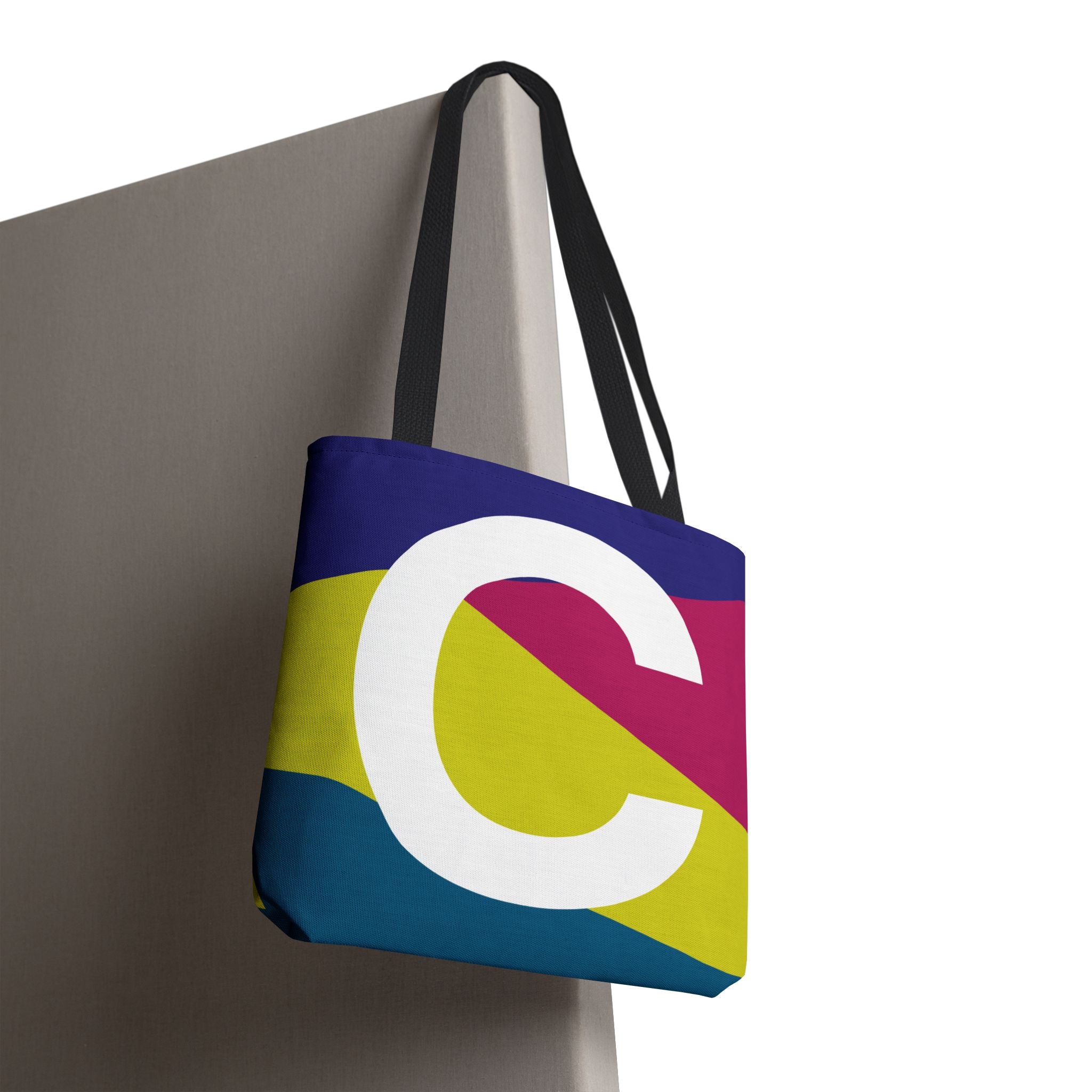 Monogram 'C' Colorblock Tote Bag — Personalized Initial C Shoulder Tote