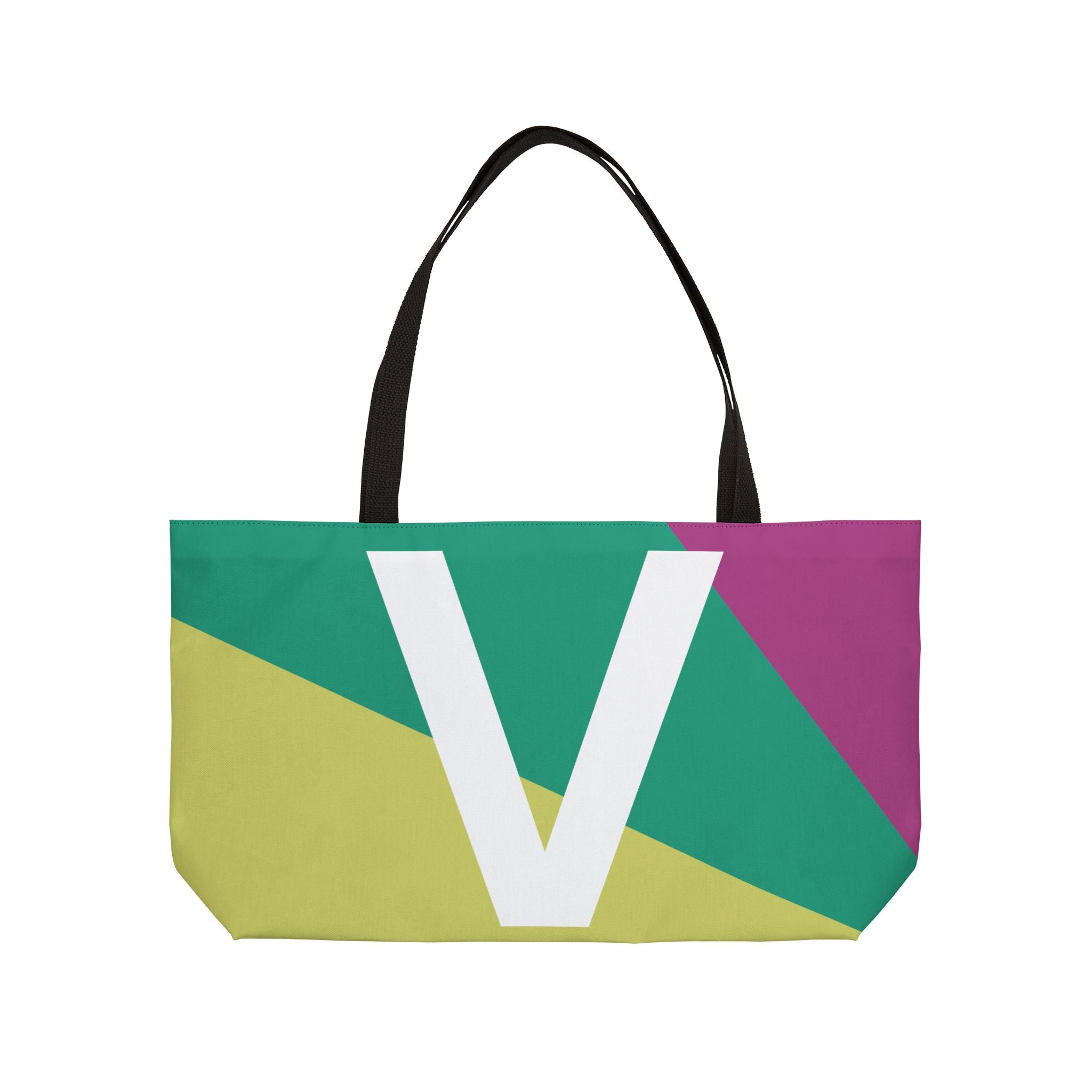 Personalized 'V' Colorblock Tote Bag — Monogram Weekender Tote