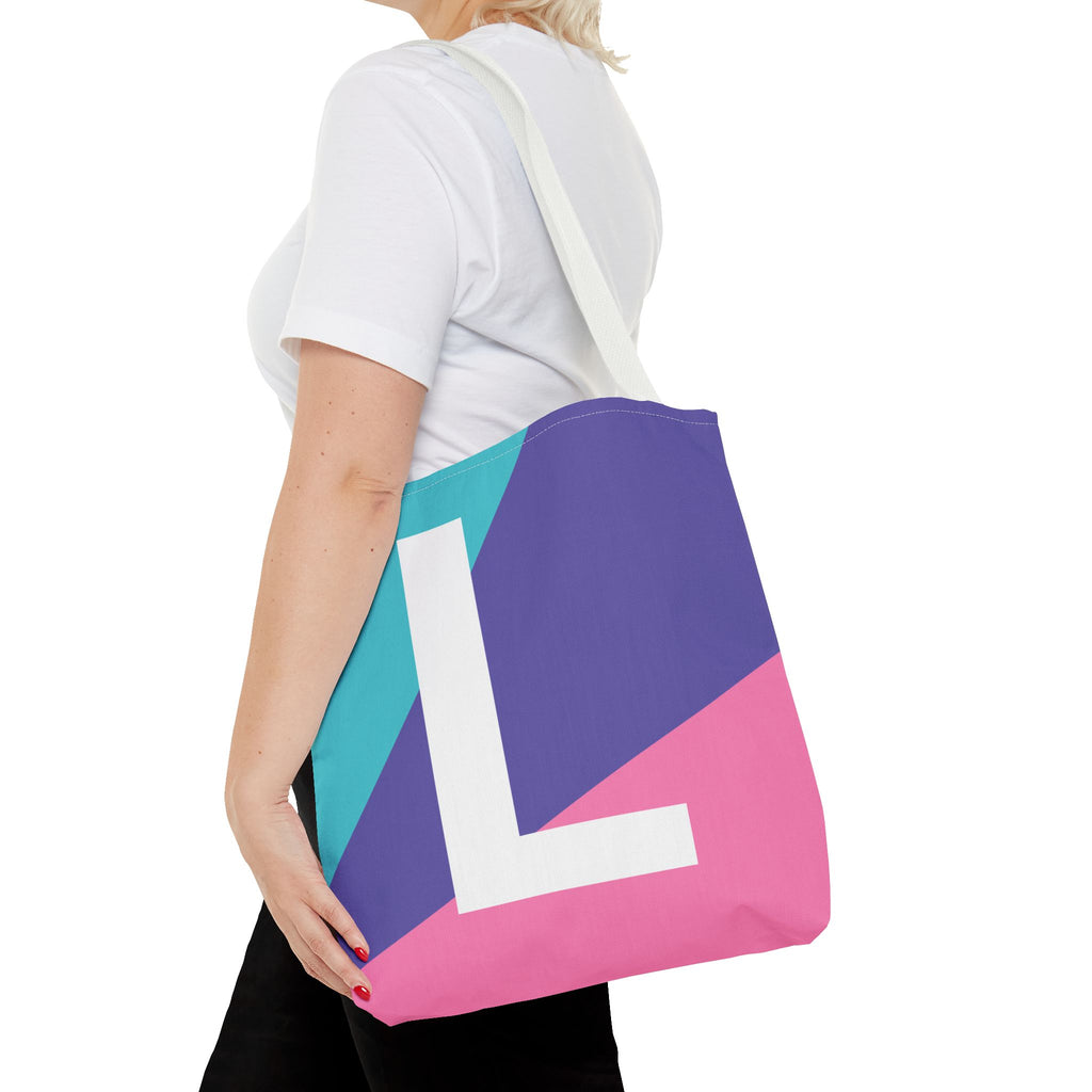 Monogram 'L' Colorblock Tote Bag — Personalized Initial L Shoulder Tote