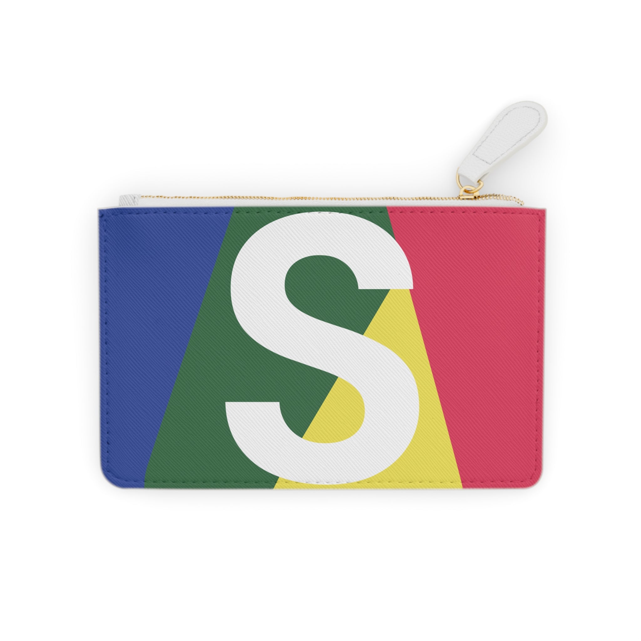 Initial S Mini Clutch — Colorblock Monogram Wristlet Wallet