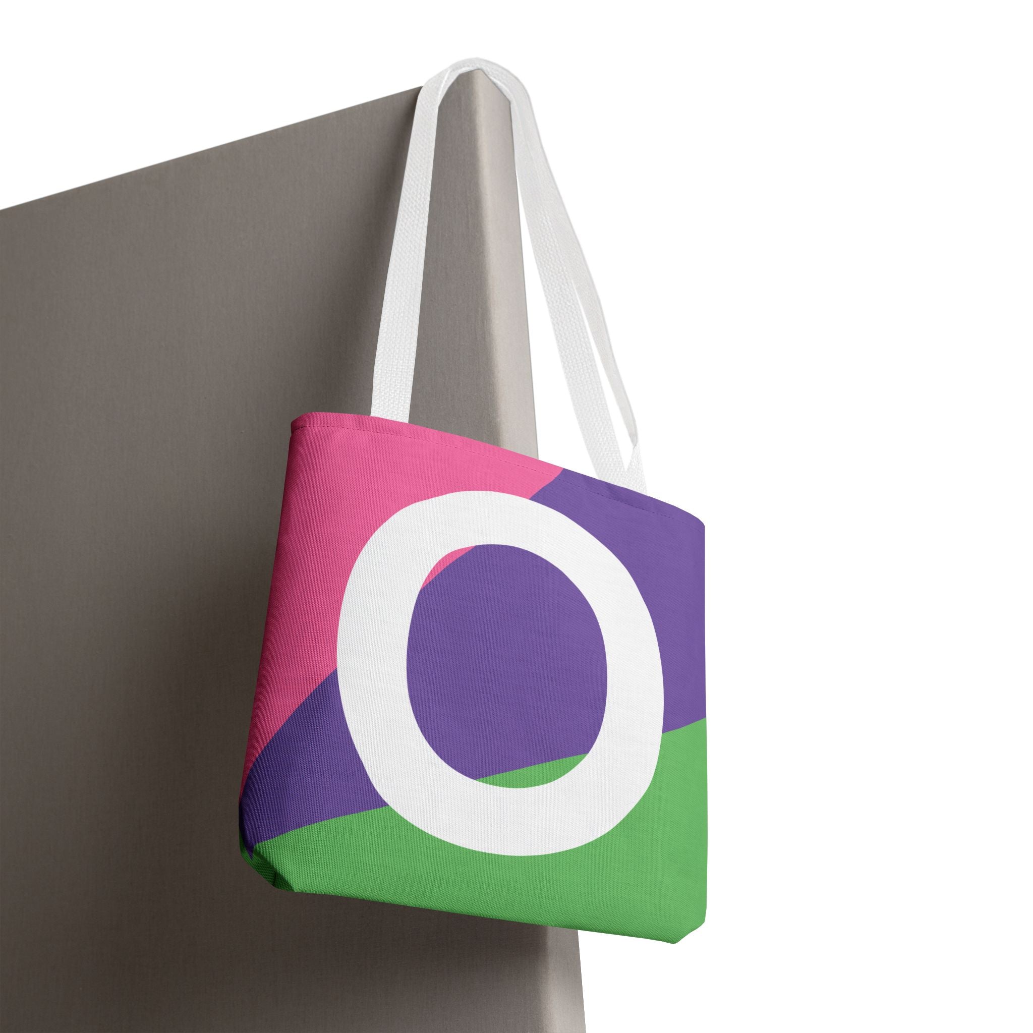 Monogram 'O' Colorblock Tote Bag — Personalized Initial O Shoulder Tote