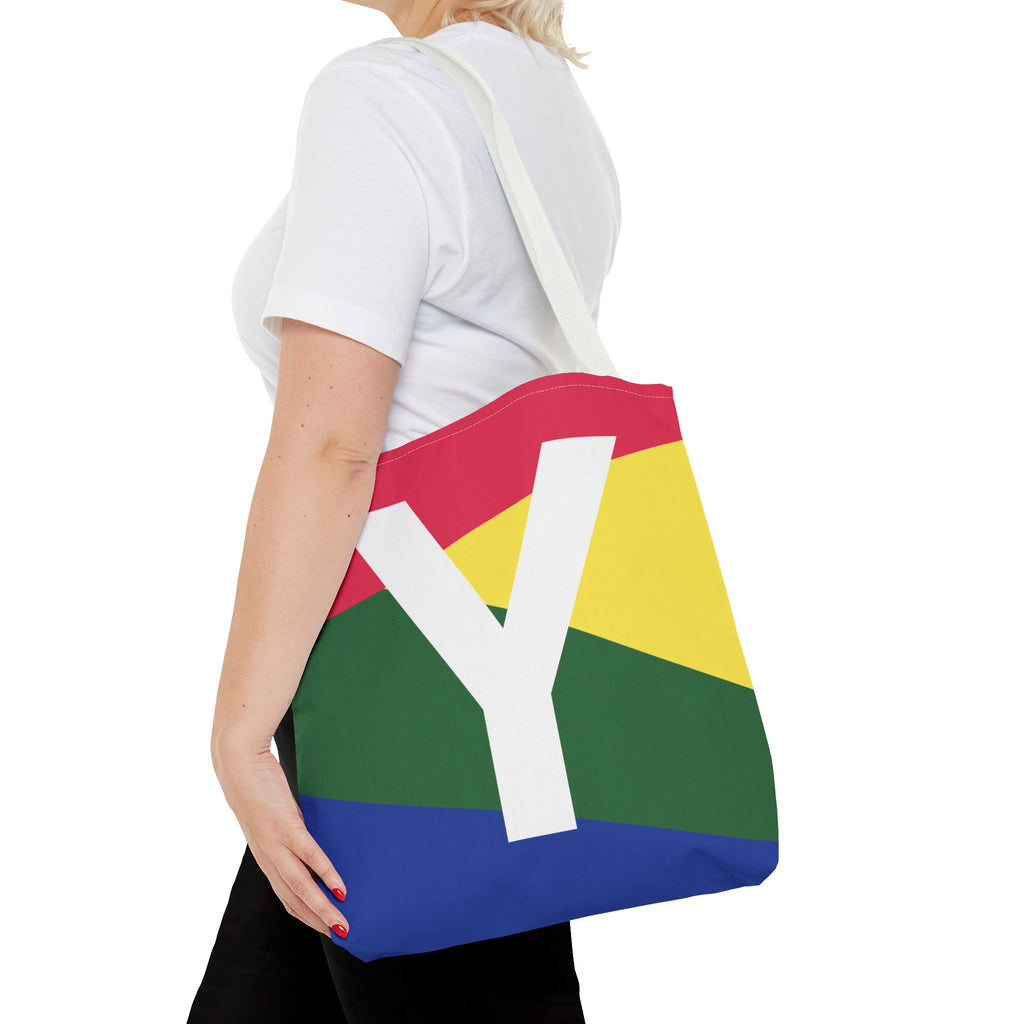 Monogram 'Y' Colorblock Tote Bag — Personalized Initial Y Shoulder Tote