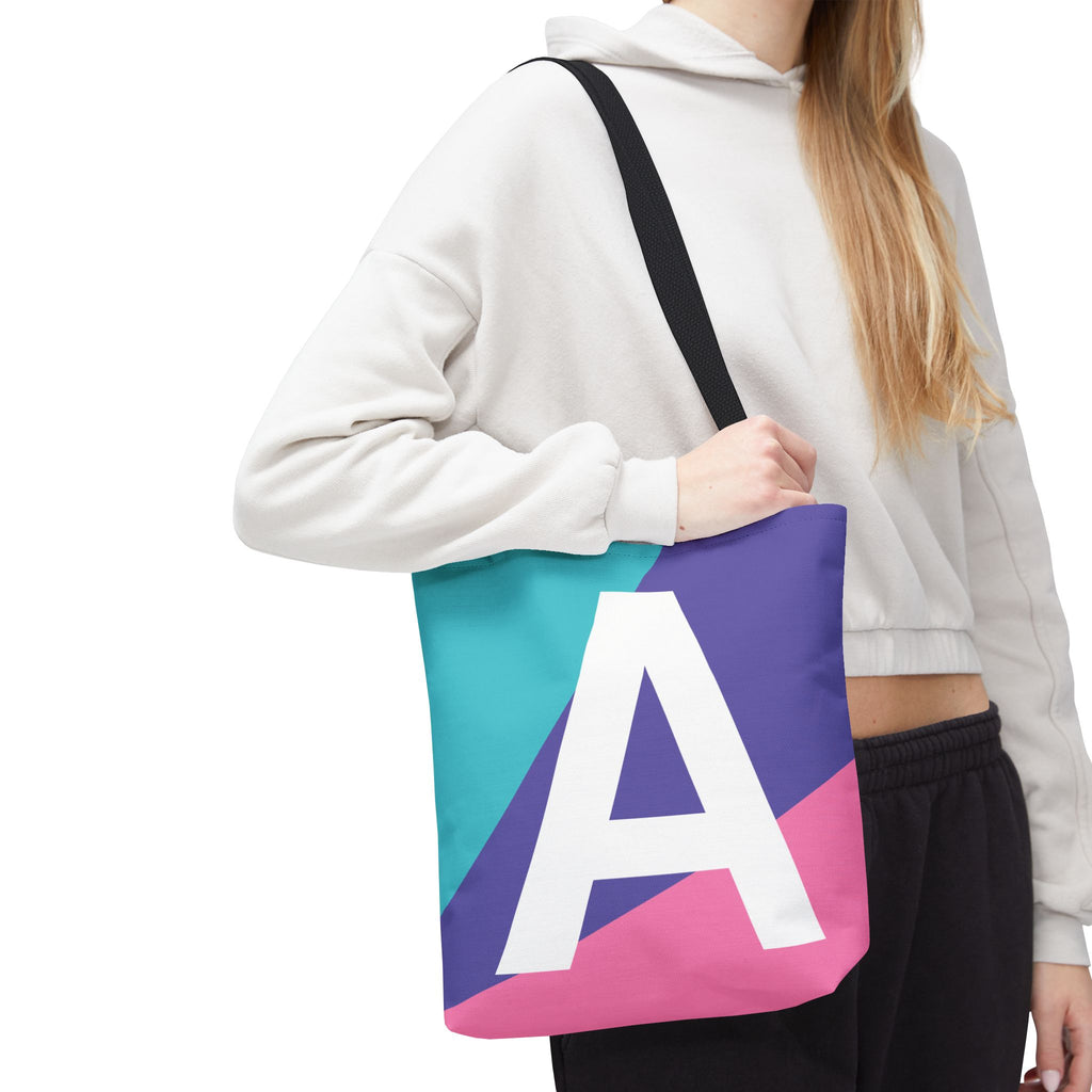 Monogram 'A' Colorblock Tote Bag — Personalized Initial A Shoulder Tote