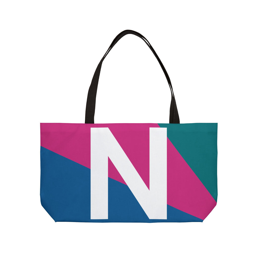 Personalized 'N' Colorblock Tote Bag — Monogram Weekender Tote