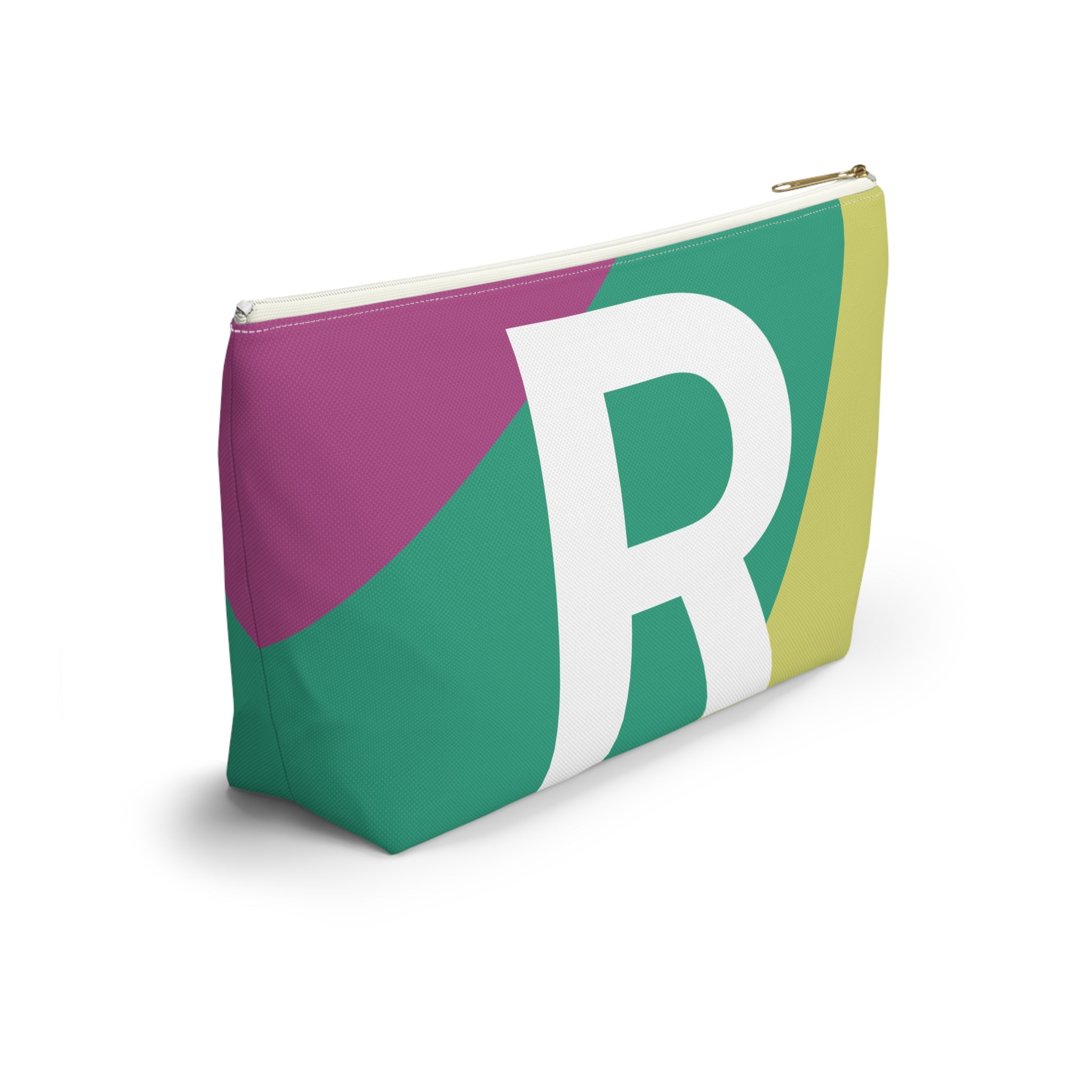 Initials Colorblock Accessory Pouch — Monogram R T-Bottom Cosmetic Bag