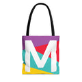 Monogram 'M' Colorblock Tote Bag — Personalized Initial M Shoulder Tote