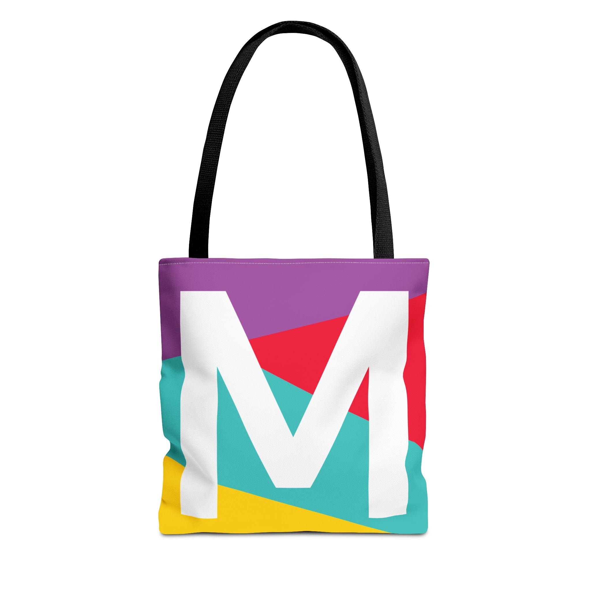 Monogram 'M' Colorblock Tote Bag — Personalized Initial M Shoulder Tote