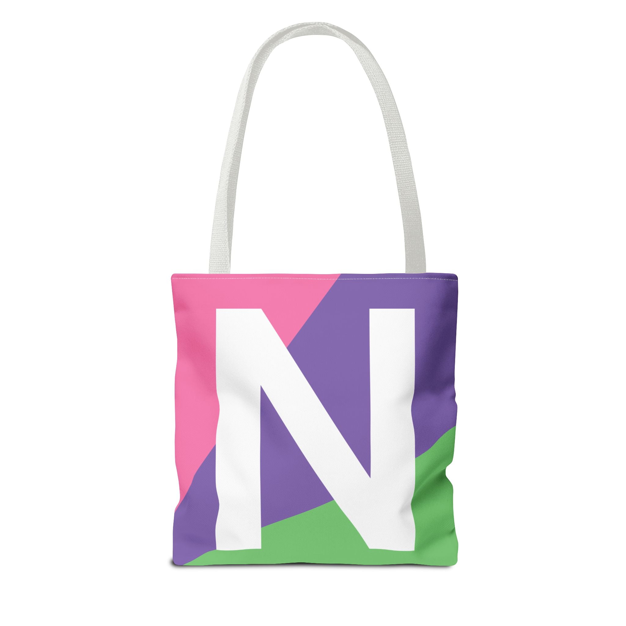 Monogram 'N' Colorblock Tote Bag — Personalized Initial N Shoulder Tote