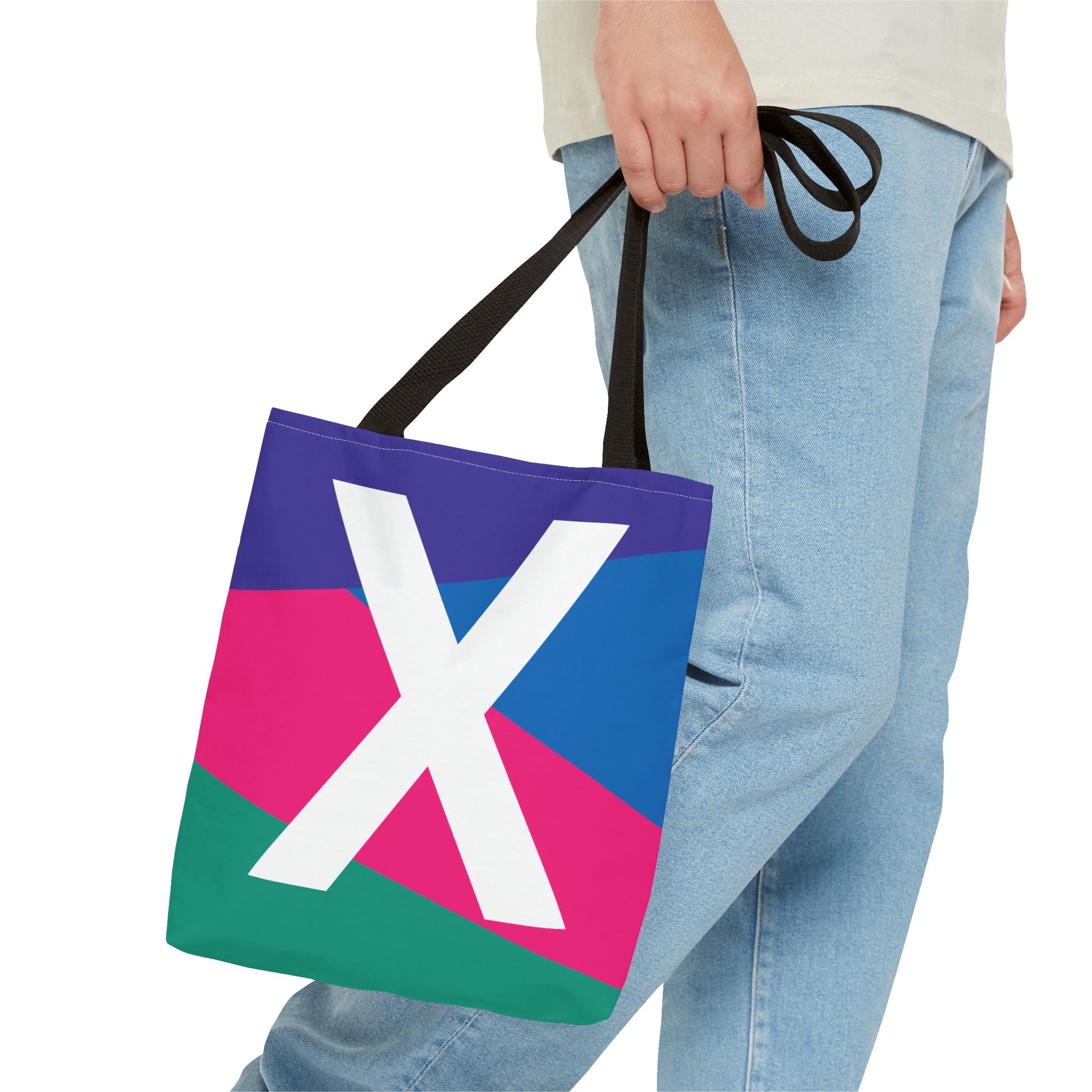 Monogram 'X' Colorblock Tote Bag — Personalized Initial X Shoulder Tote
