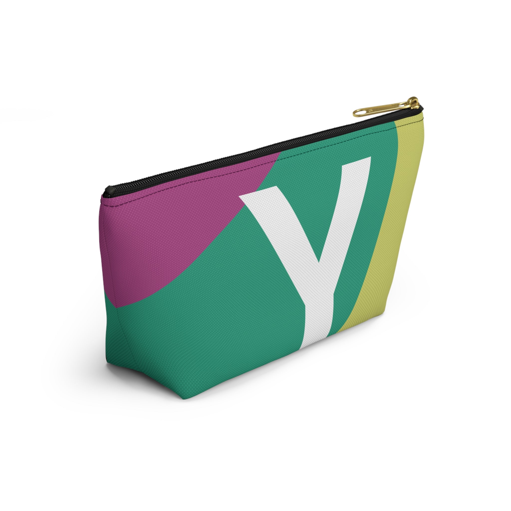 Initials Colorblock Accessory Pouch — Monogram Y T-Bottom Cosmetic Bag