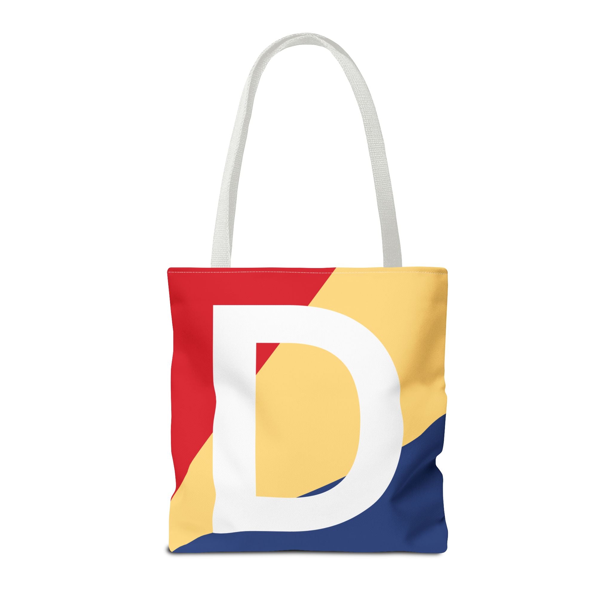 Monogram 'D' Colorblock Tote Bag — Personalized Initial D Shoulder Tote
