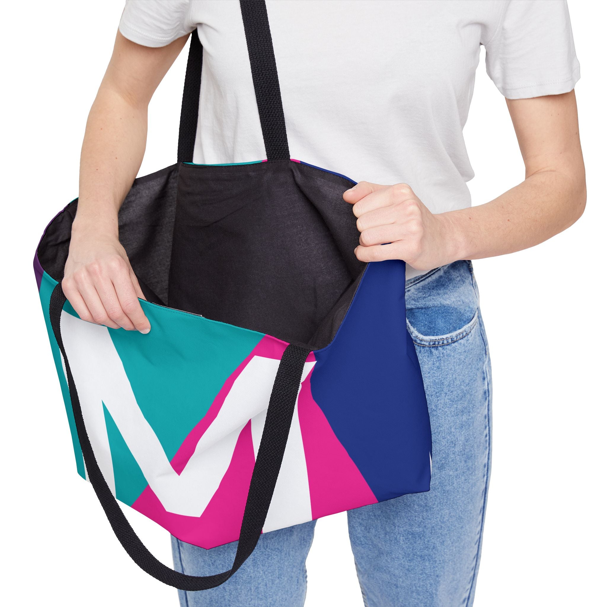 Personalized 'M' Colorblock Tote Bag — Monogram Weekender Tote