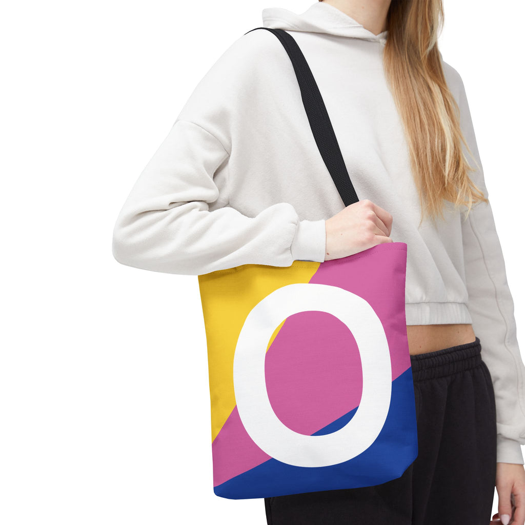 Monogram 'O' Colorblock Tote Bag — Personalized Initial O Shoulder Tote