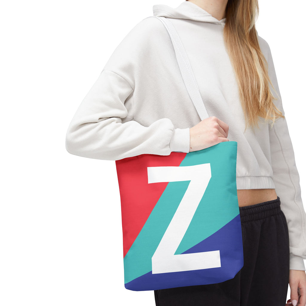 Monogram 'Z' Colorblock Tote Bag — Personalized Initial Z Shoulder Tote