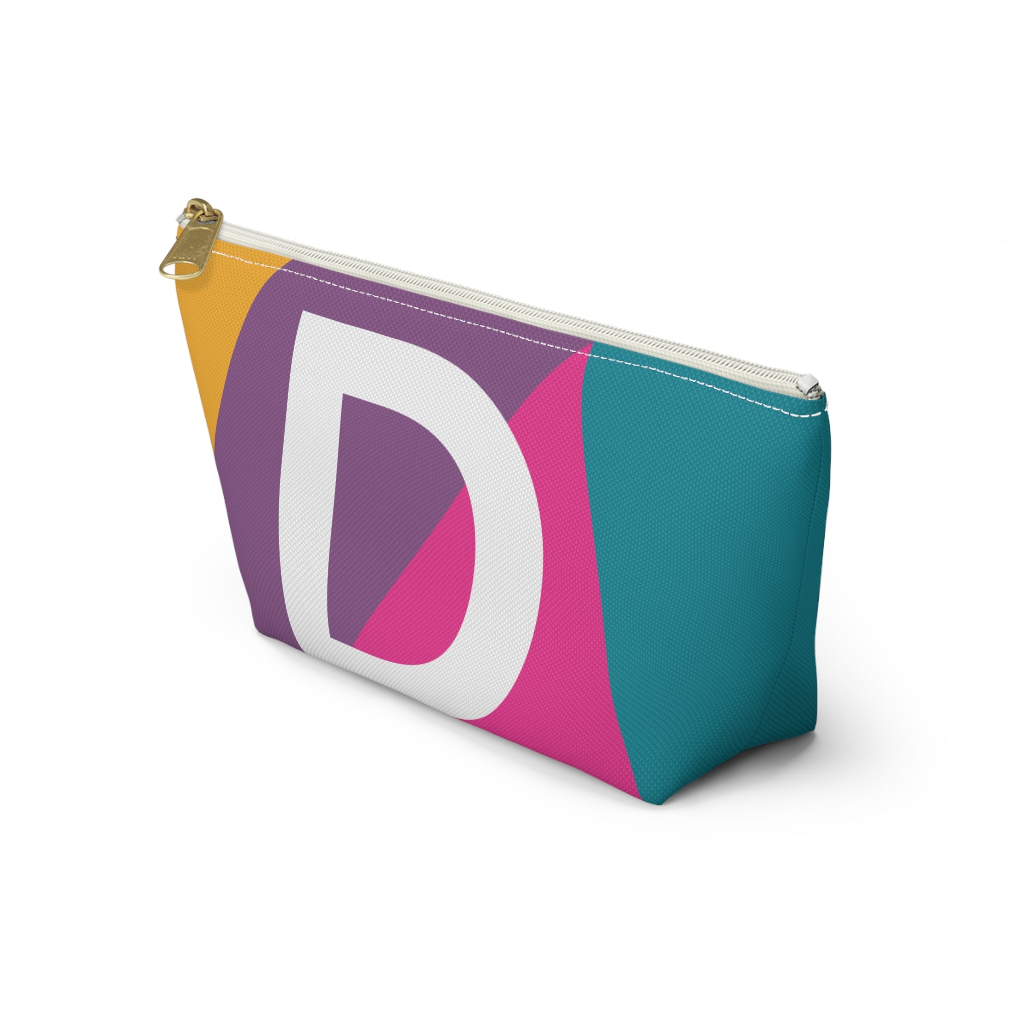 Initials Colorblock Accessory Pouch — Monogram D T-Bottom Cosmetic Bag