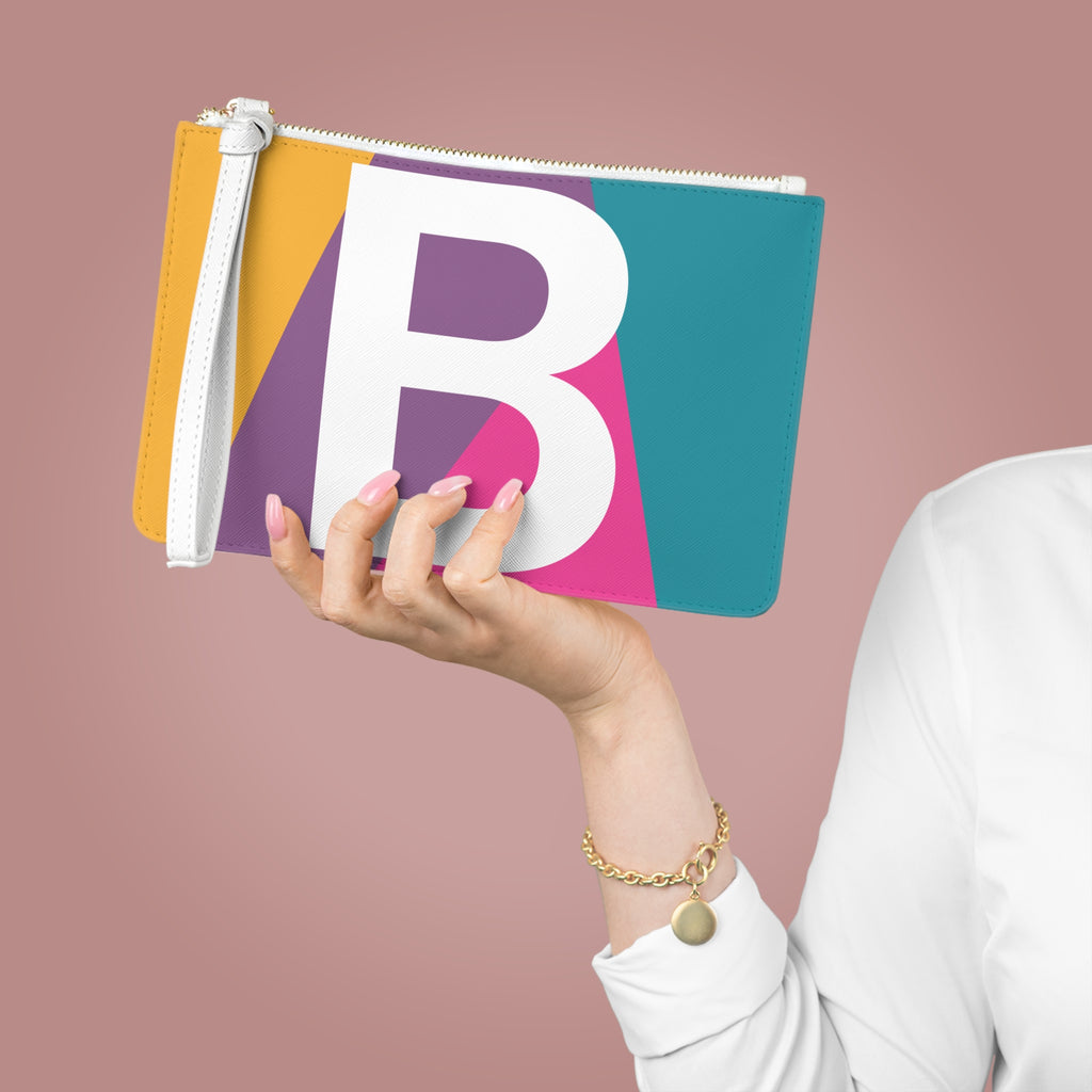 Monogram 'B' Colorblock Clutch Bag — Bold Geometric Wristlet for Everyday & Gifts