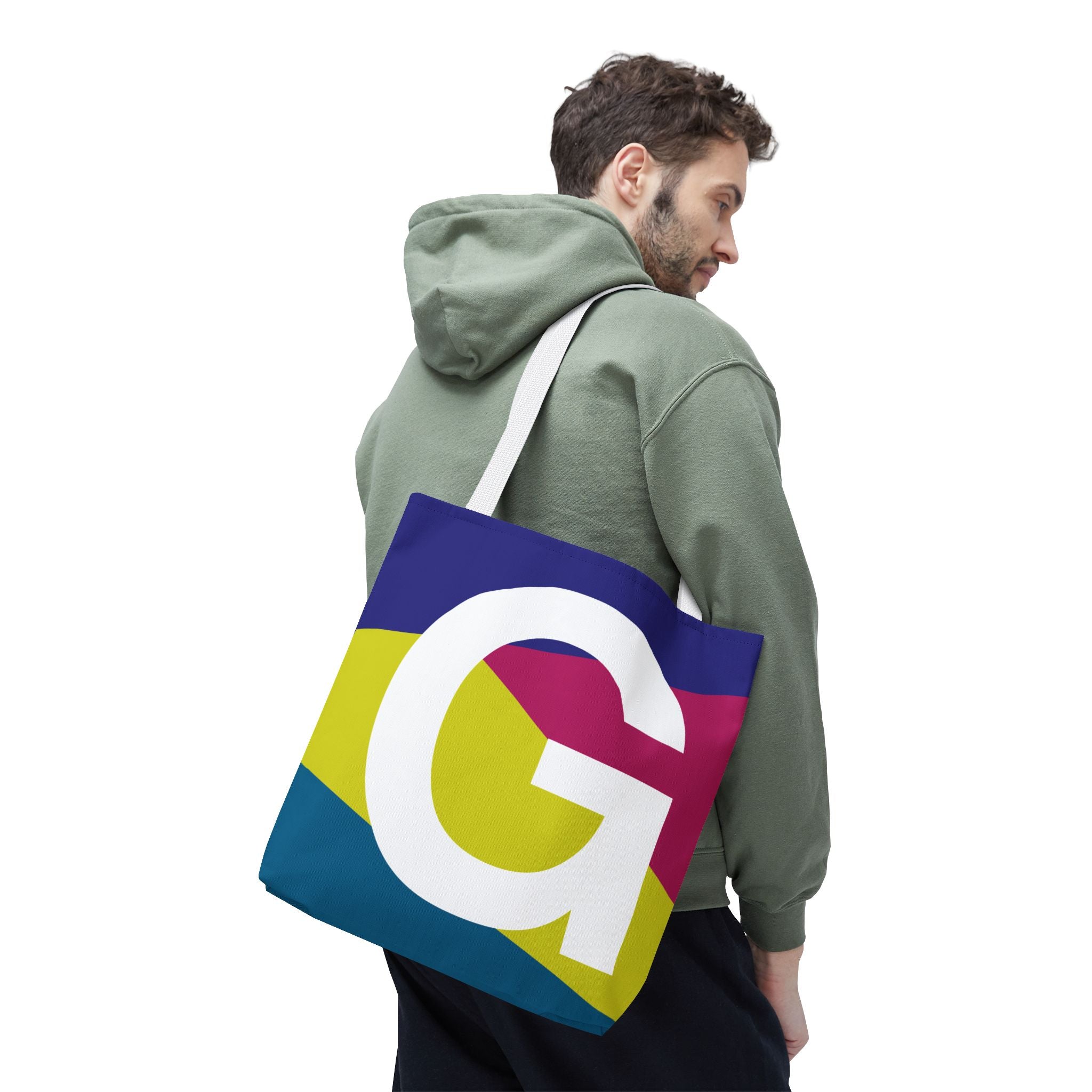 Monogram 'G' Colorblock Tote Bag — Personalized Initial G Shoulder Tote
