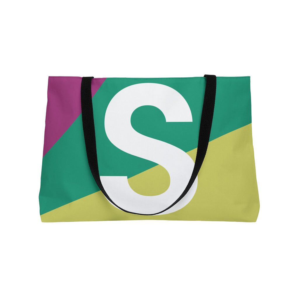 Personalized 'S' Colorblock Tote Bag — Monogram Weekender Tote