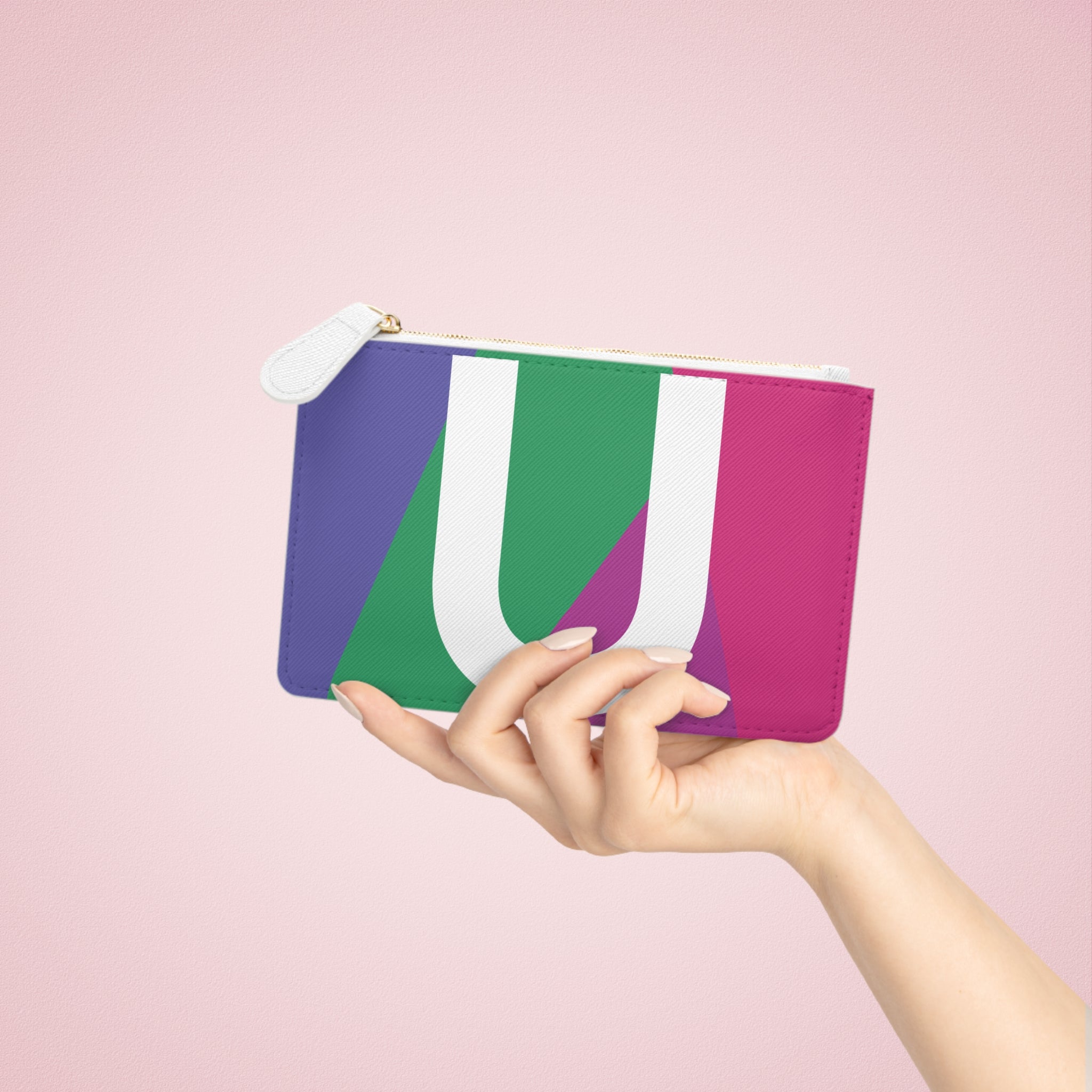 Initial U Mini Clutch — Colorblock Monogram Wristlet Wallet