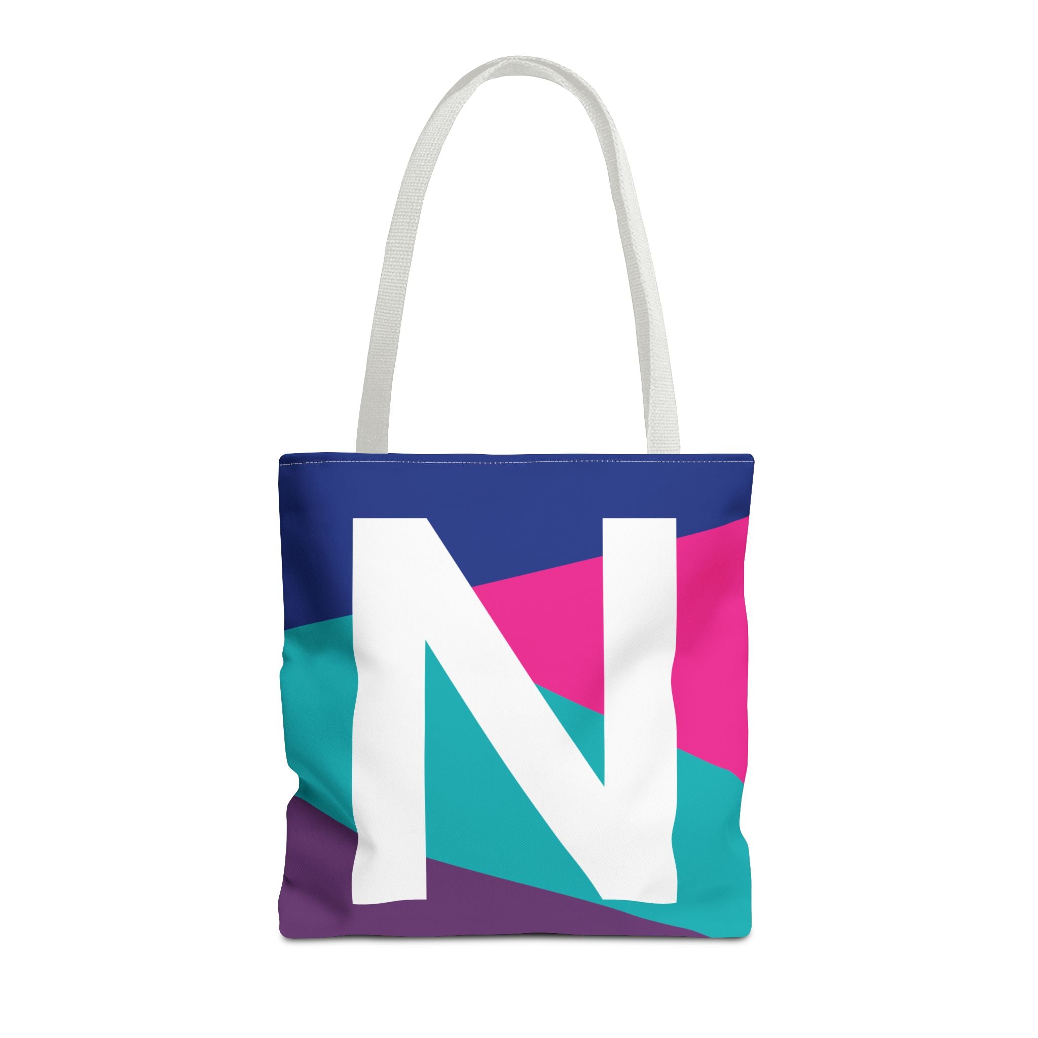 Monogram 'N' Colorblock Tote Bag — Personalized Initial N Shoulder Tote